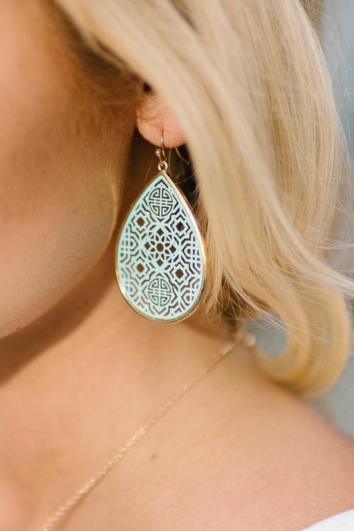 Mint Moroccan Cut Earrings