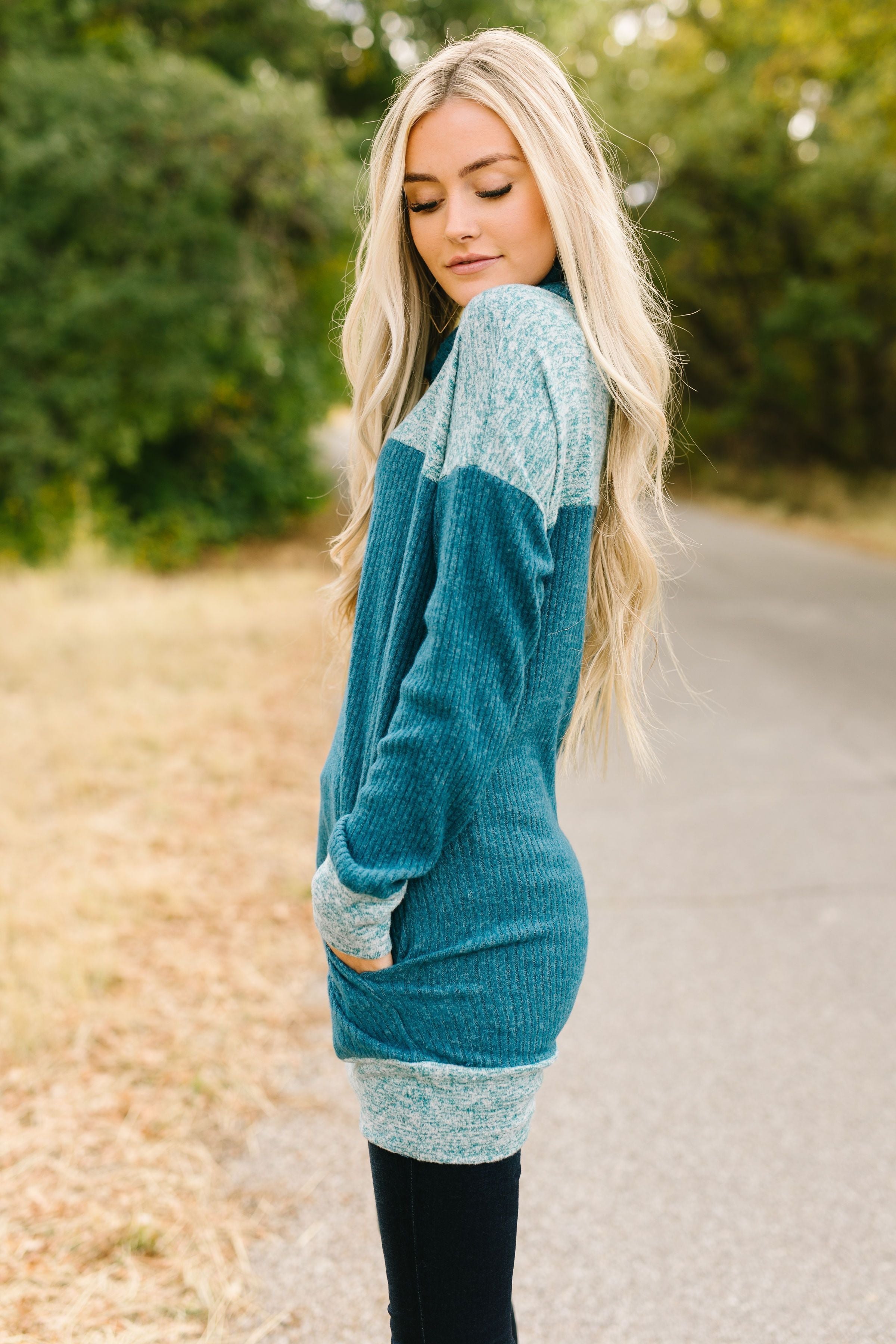 Mix Things Up Turtleneck in Teal