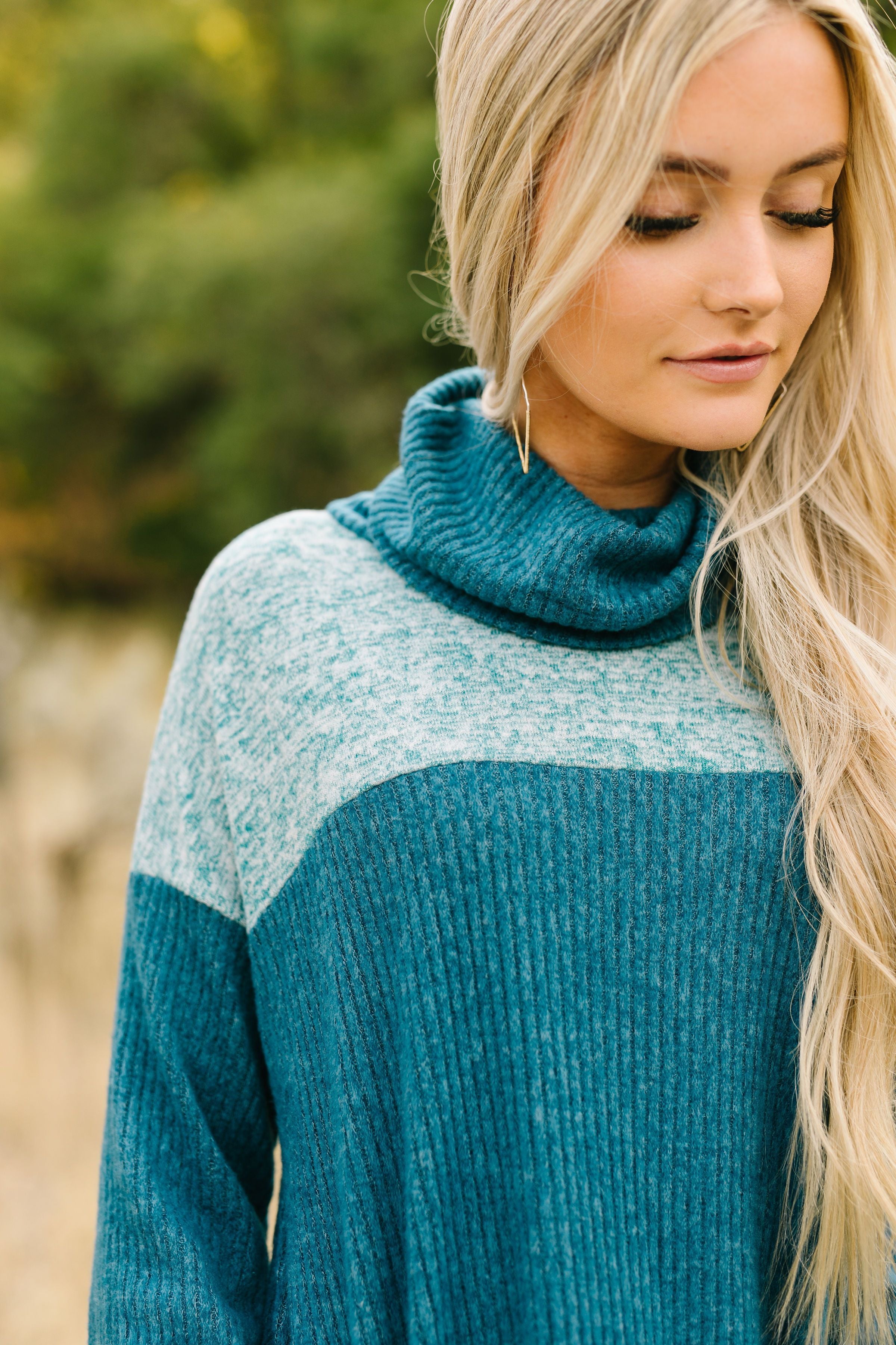 Mix Things Up Turtleneck in Teal