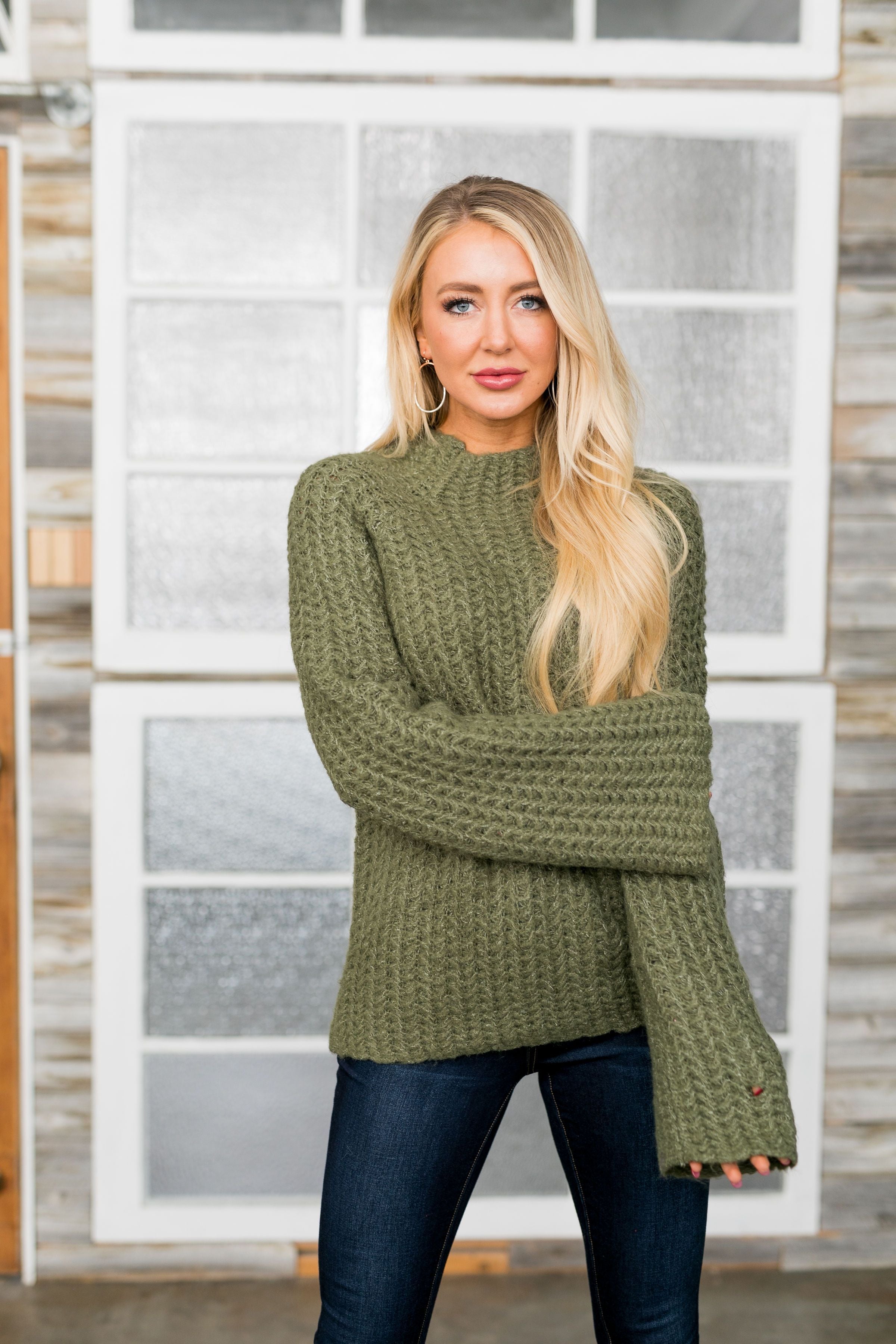 Mock Neck Two Toned Sweater