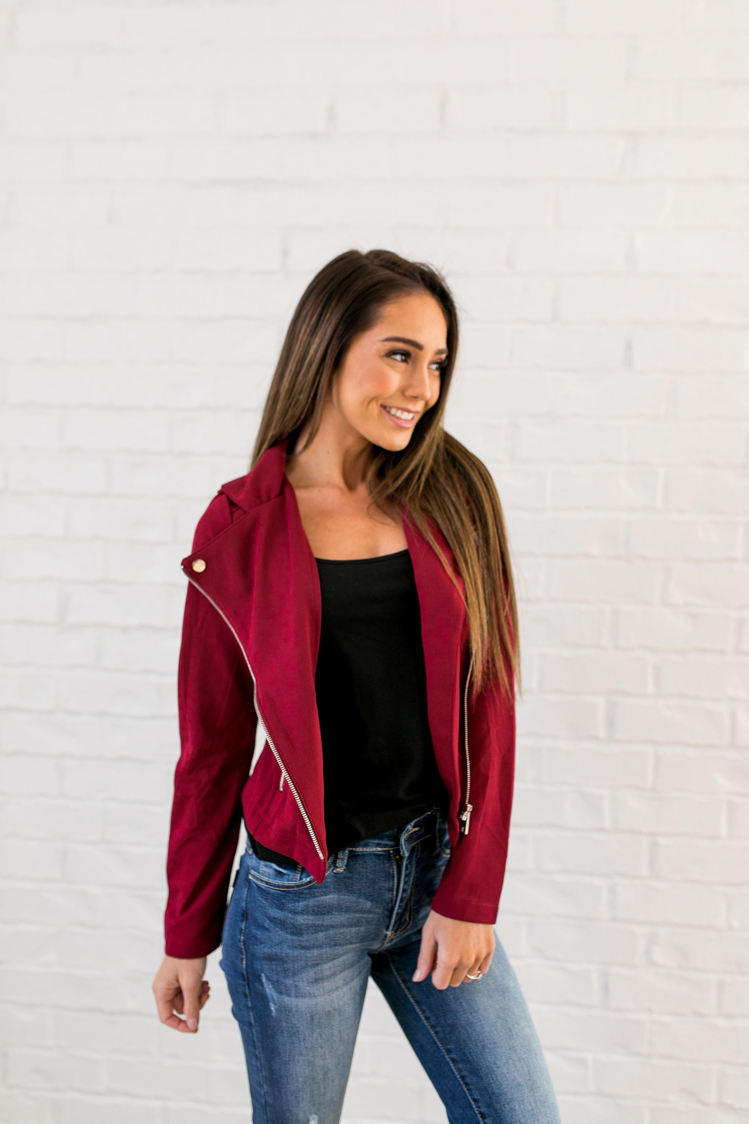 Modern Moto Jacket In Red