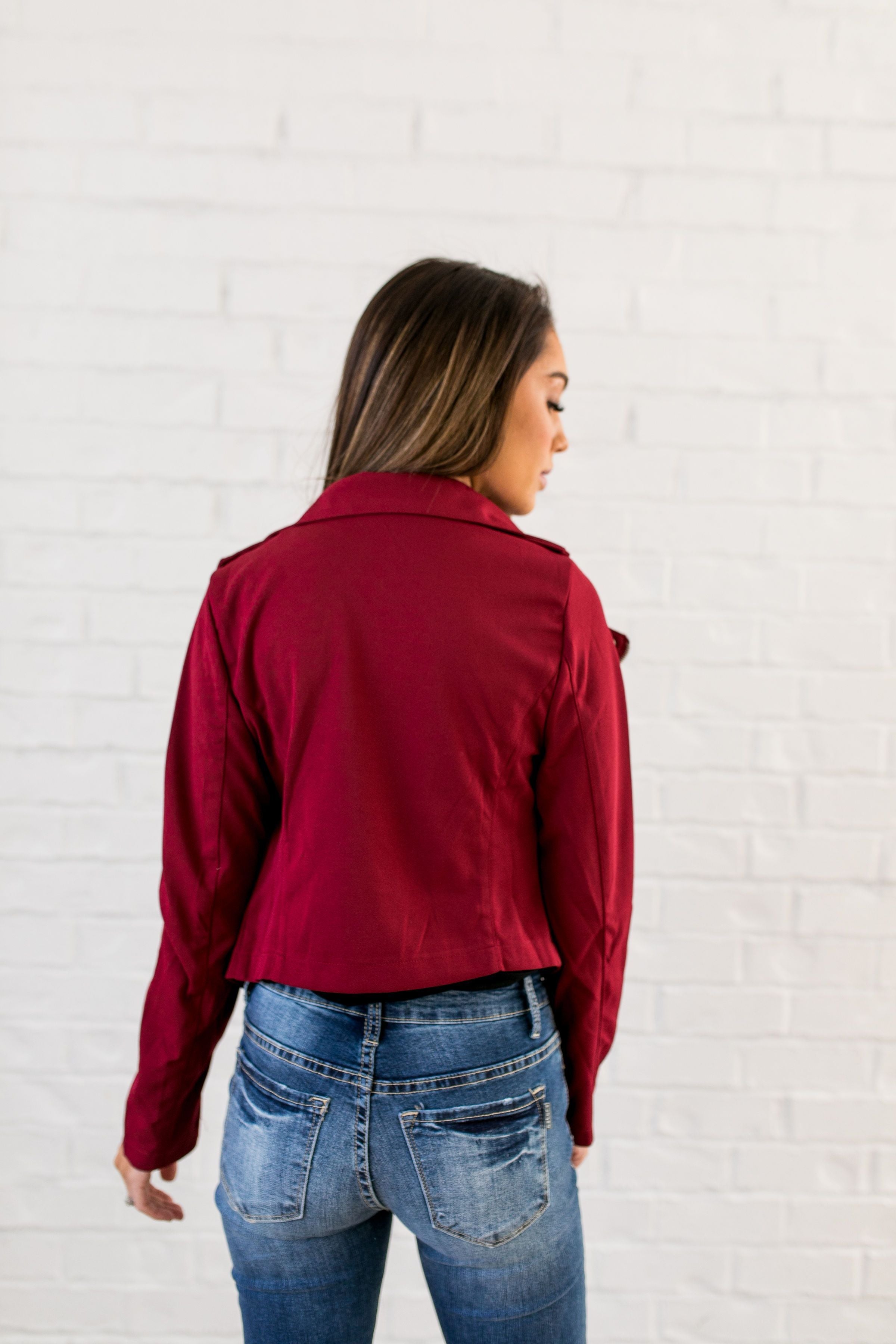 Modern Moto Jacket In Red