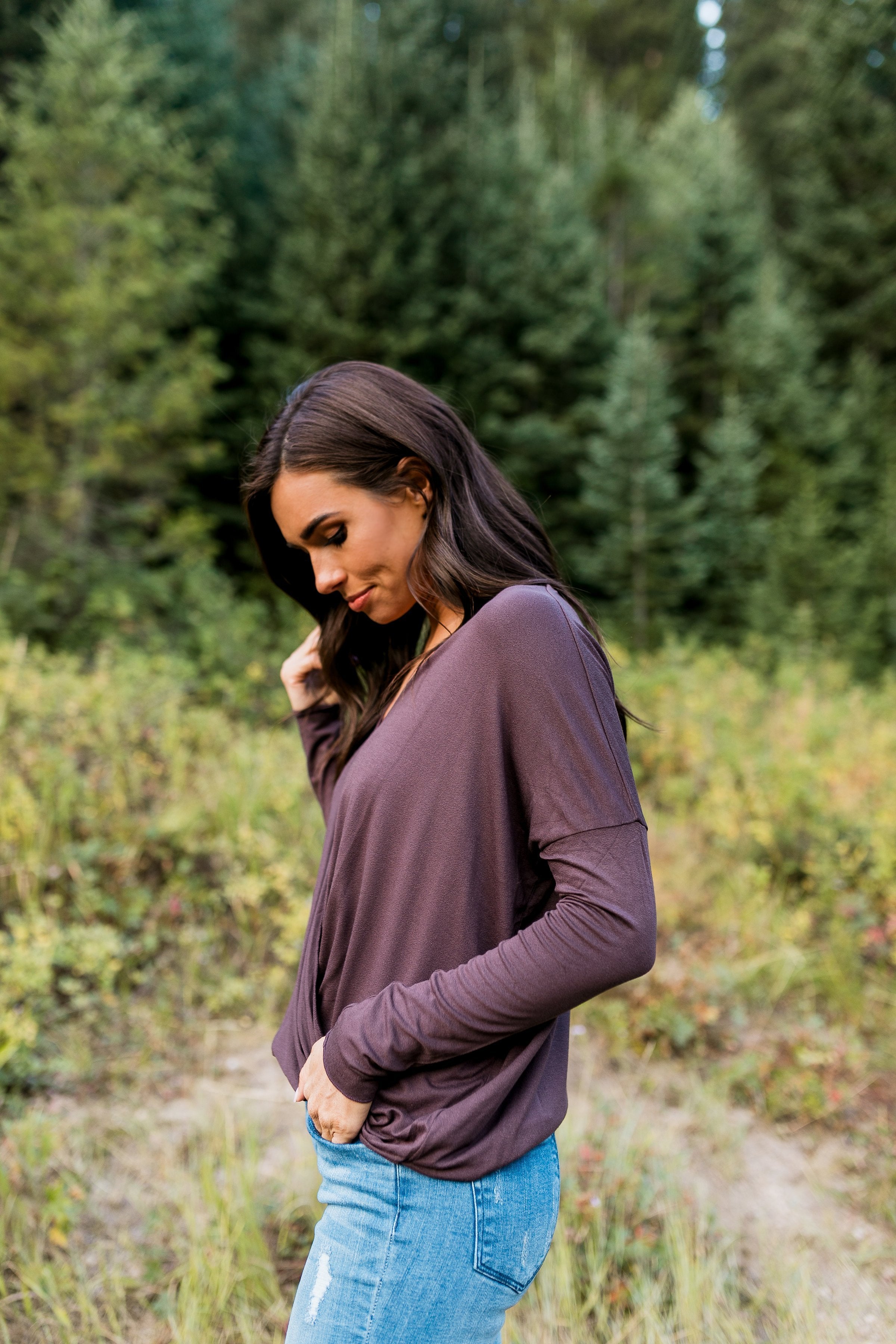 Moonlit Nights Wrap Top In Cocoa