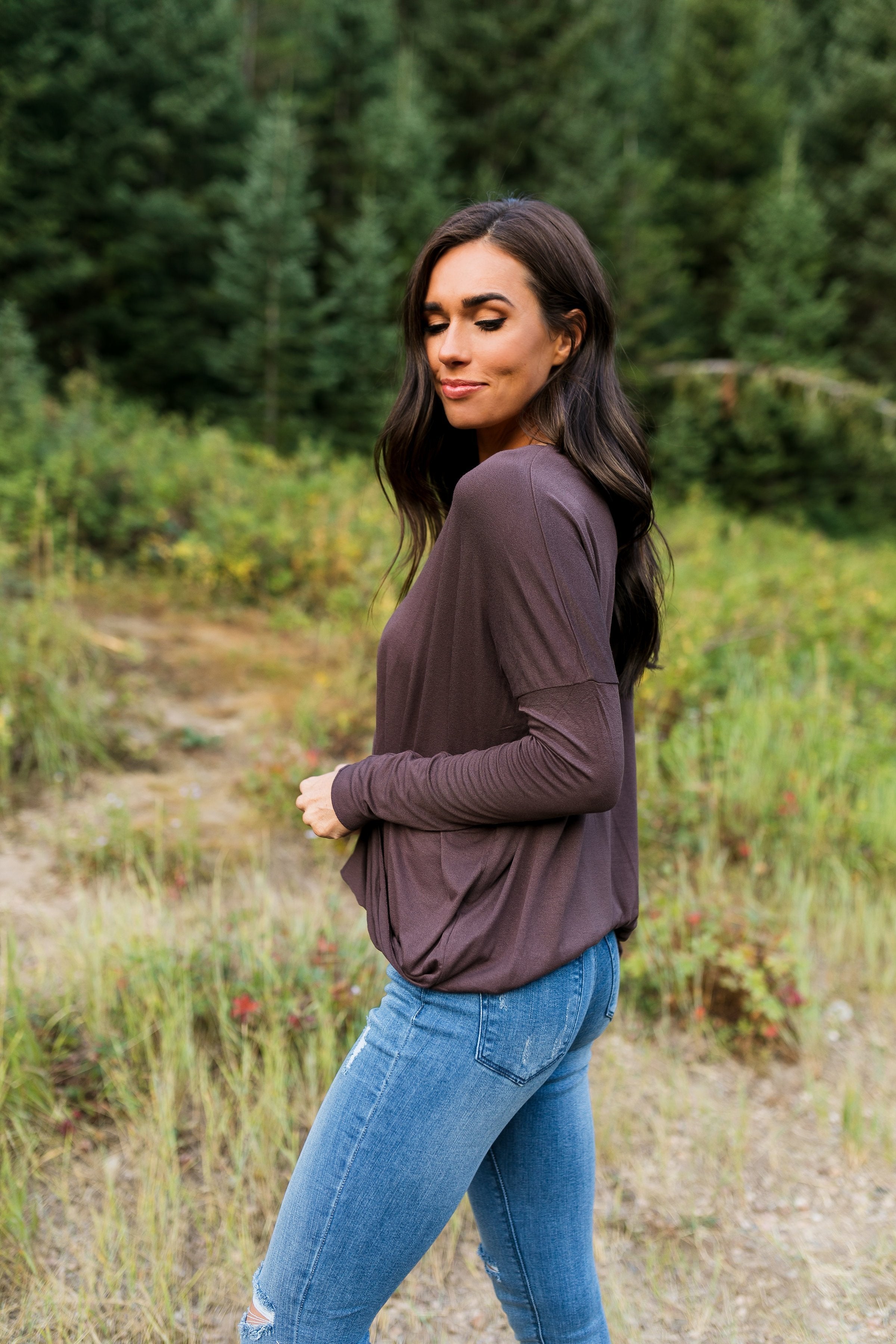 Moonlit Nights Wrap Top In Cocoa