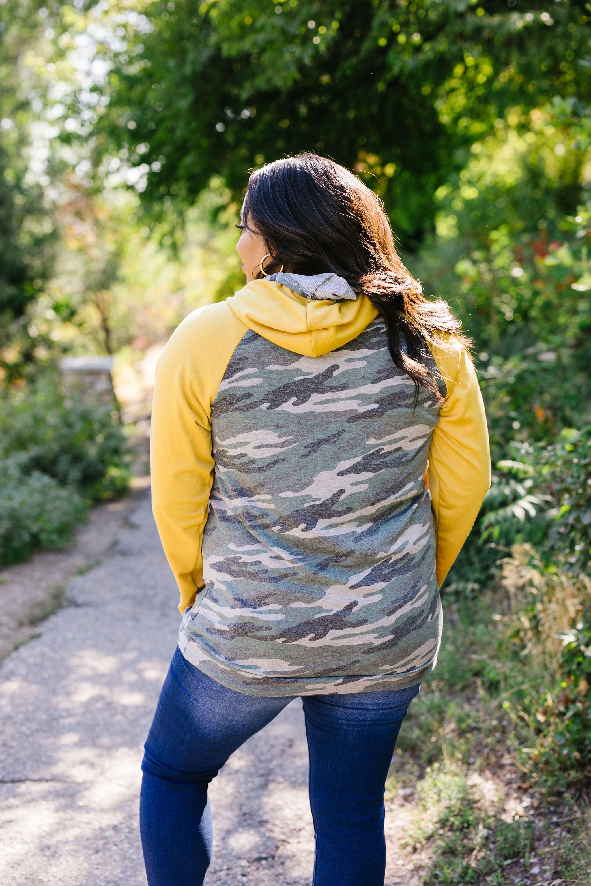 Mustard + Camo Angled Zip Hoodie