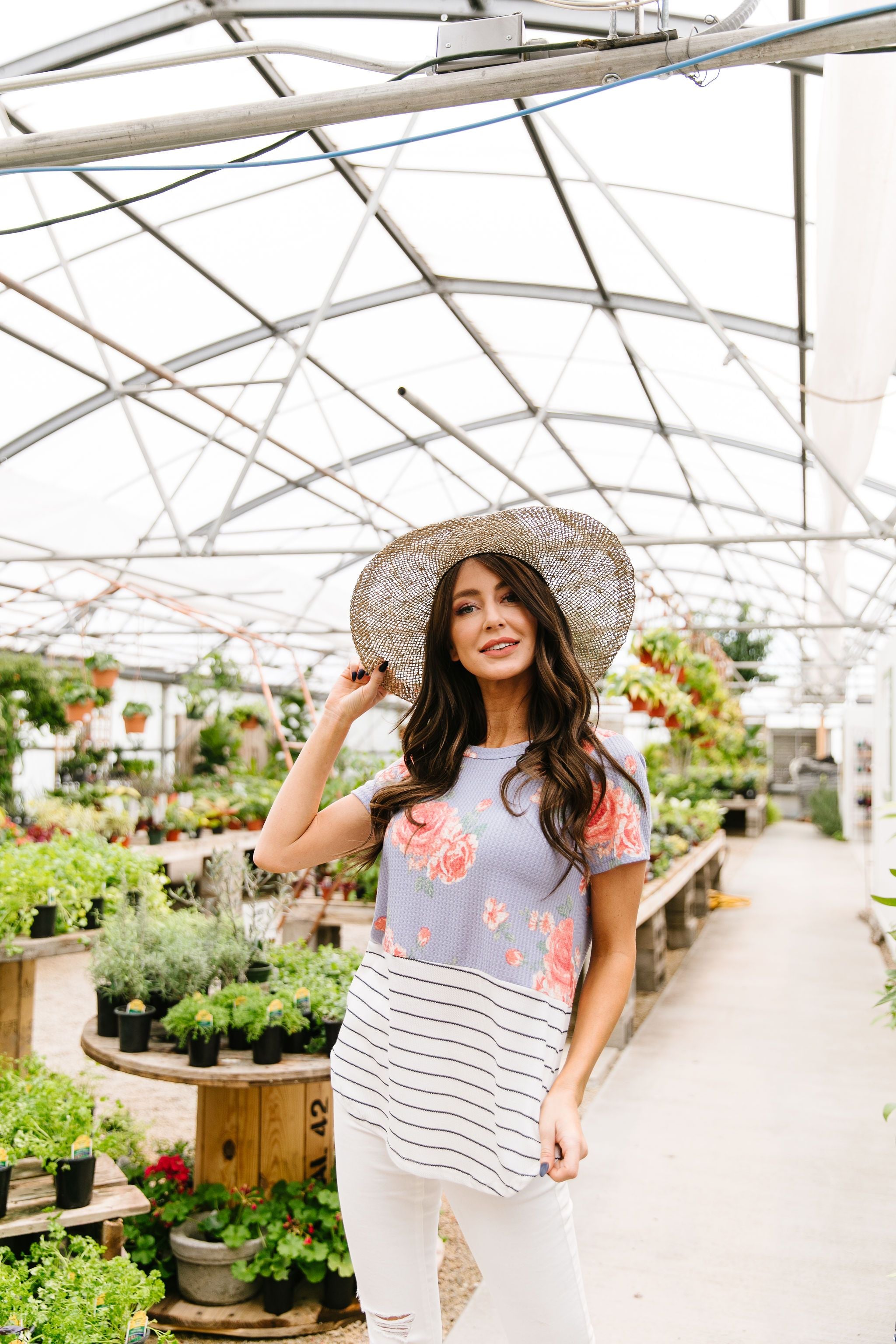 My Garden Overfloweth Top In Cornflower Blue