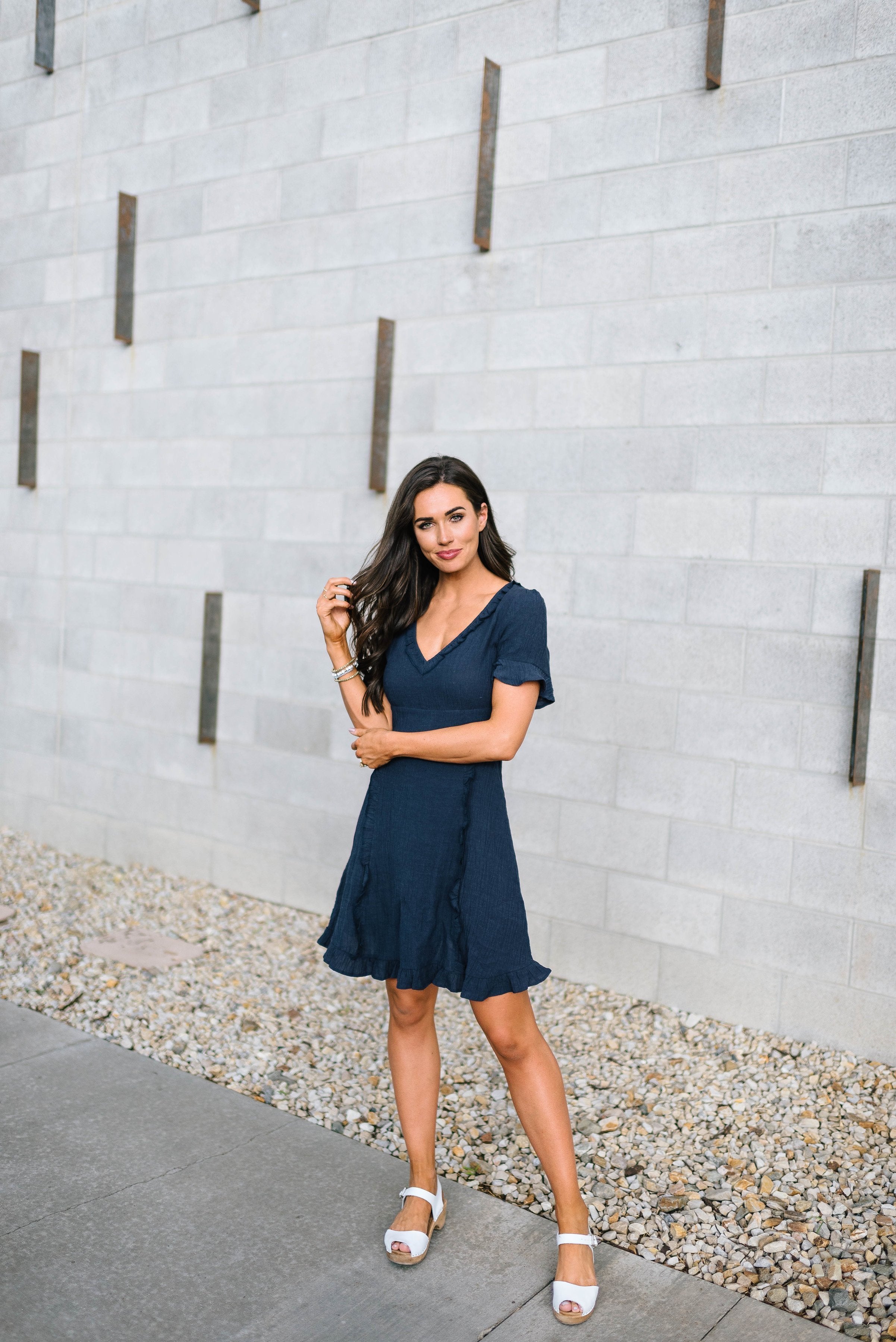 Navy Ruffled Dress