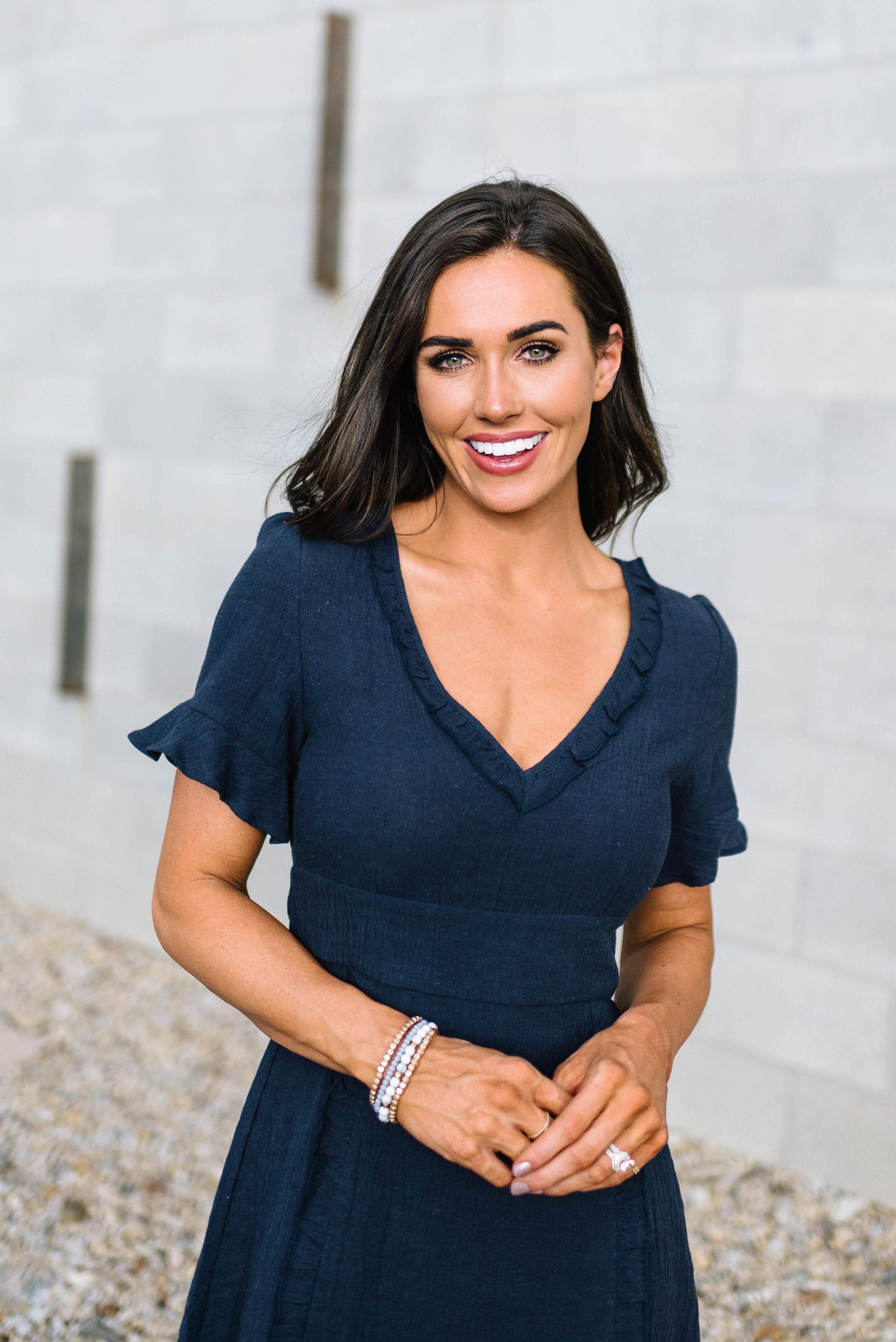 Navy Ruffled Dress