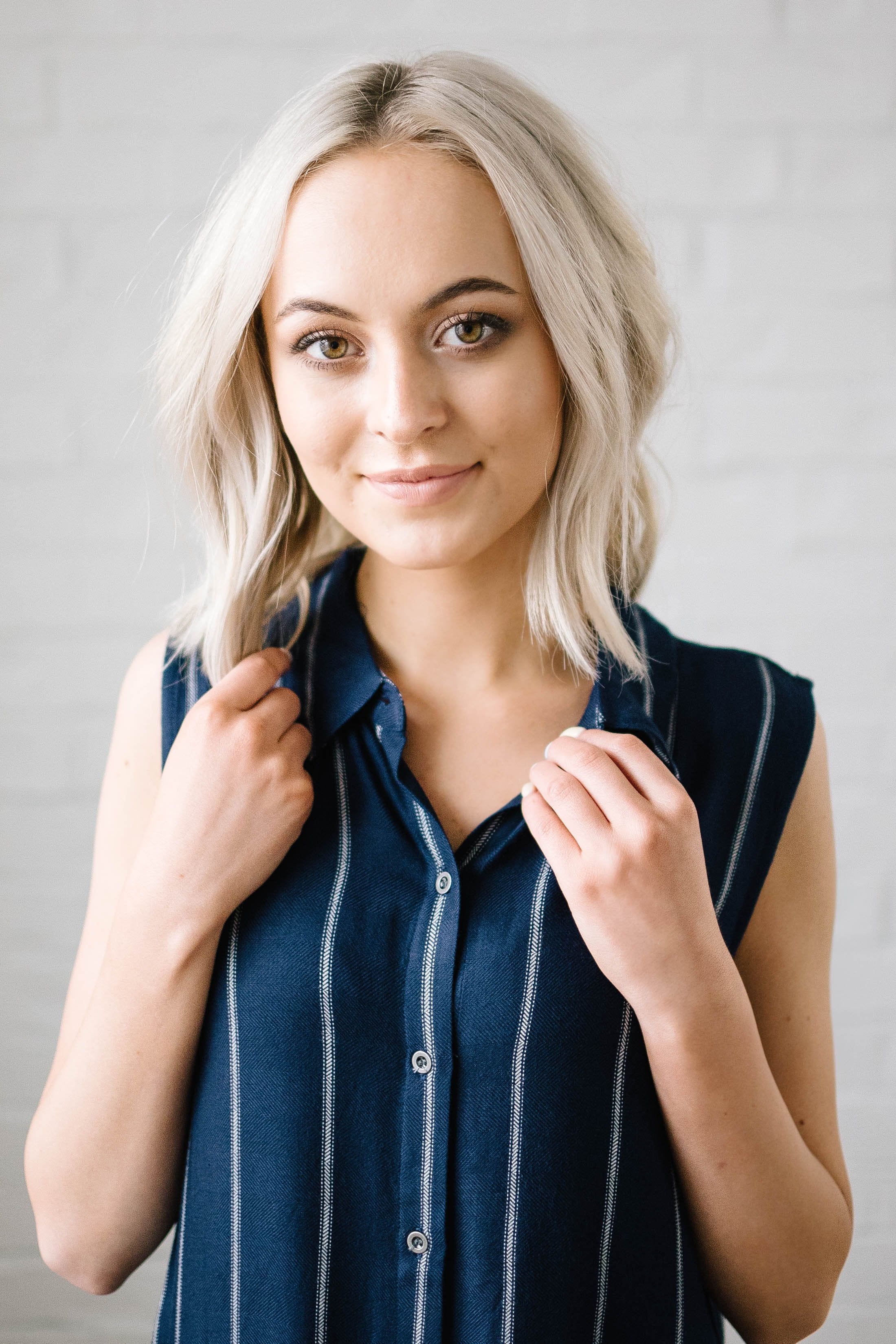 Navy Sleeveless Shirtdress