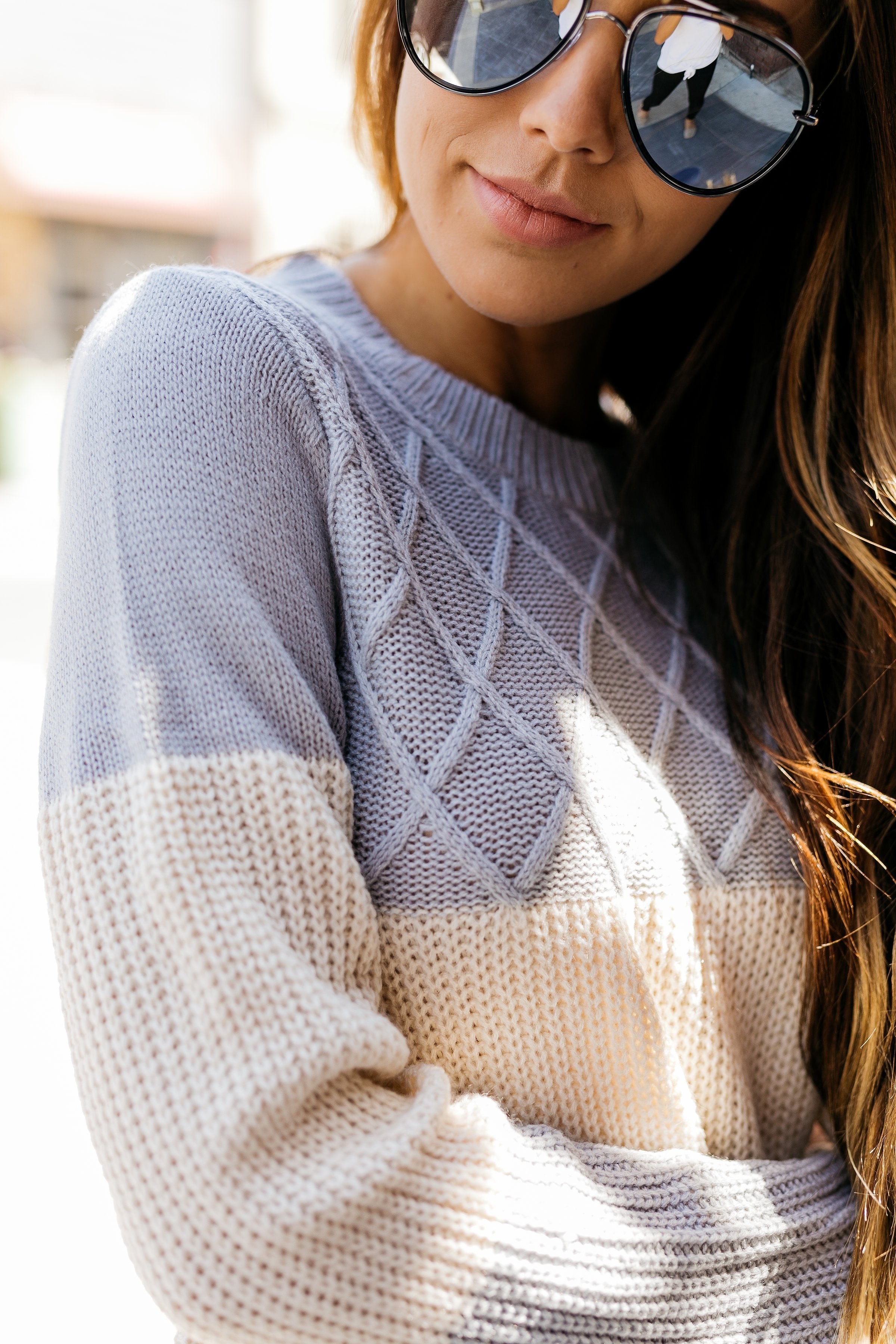 New Sweater On The Block In Gray + Ivory - ALL SALES FINAL