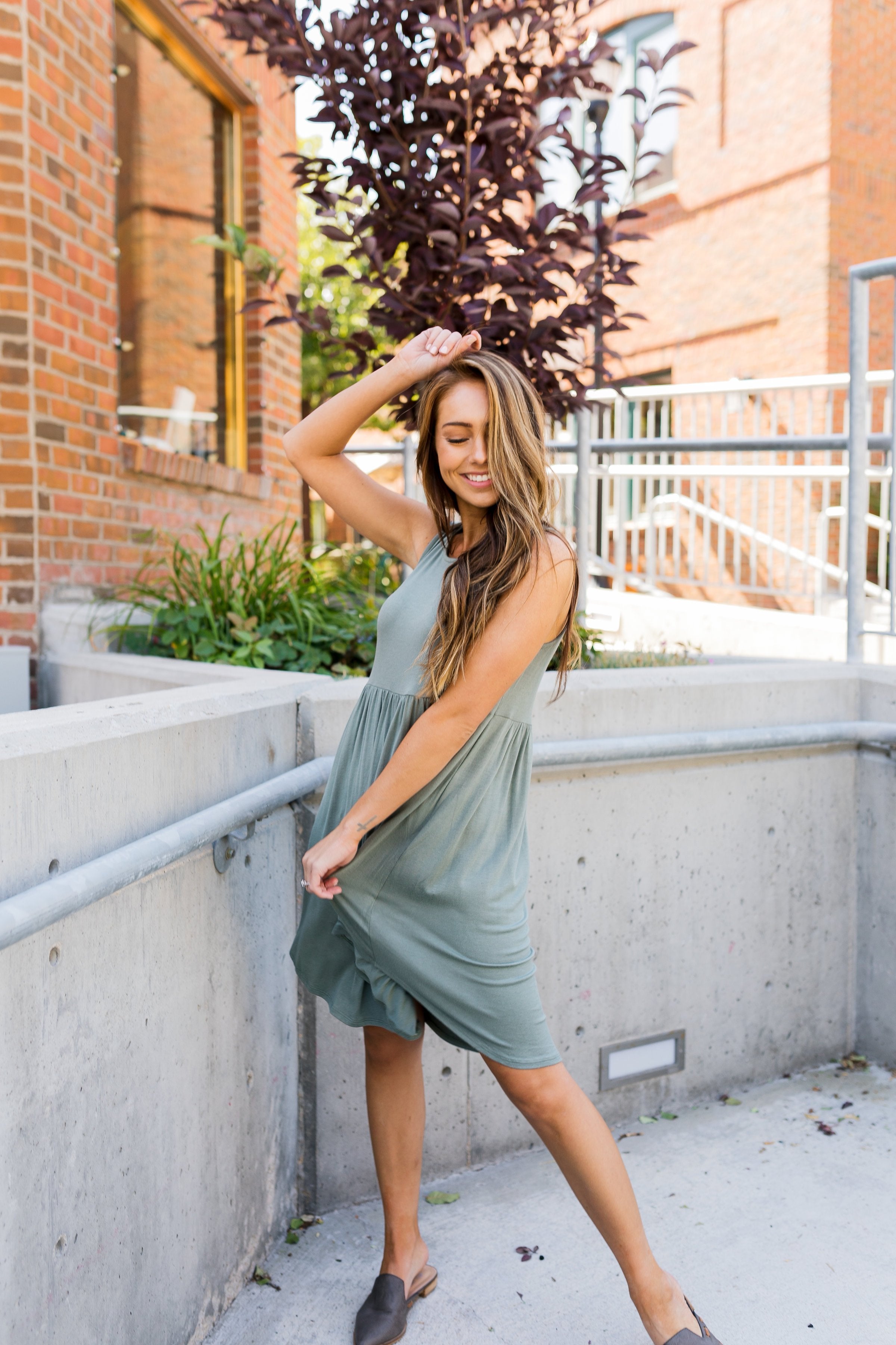 Olive Tank Midi Dress