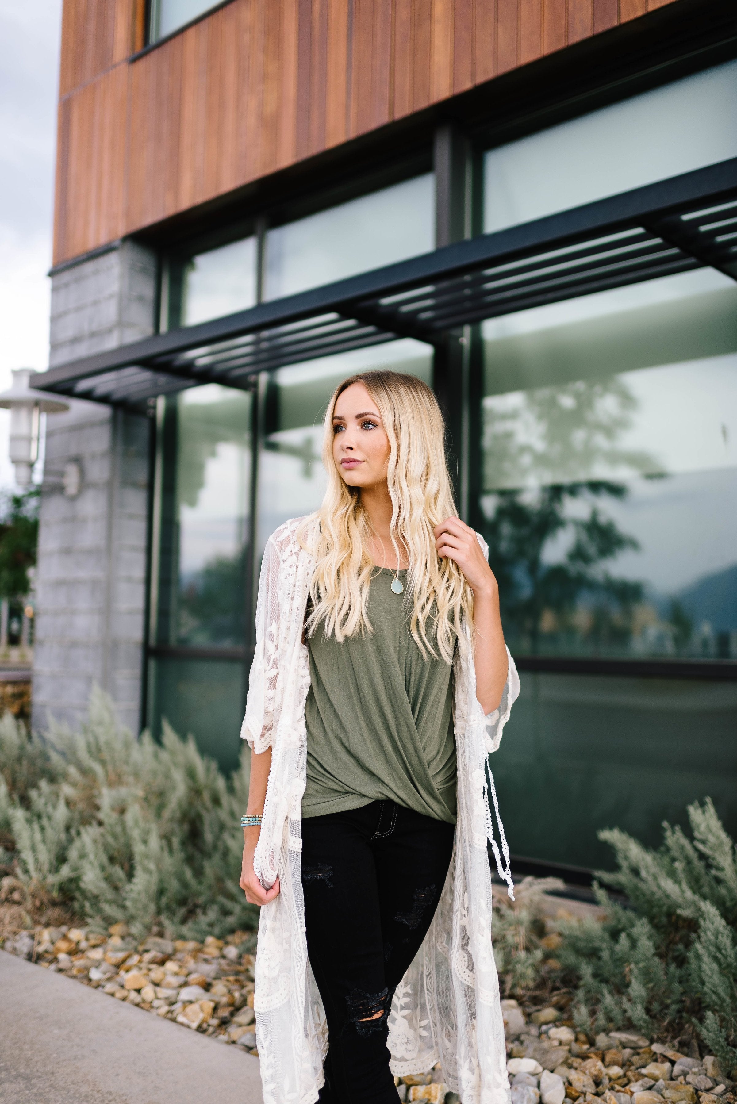 Olive Twist Hem Tank