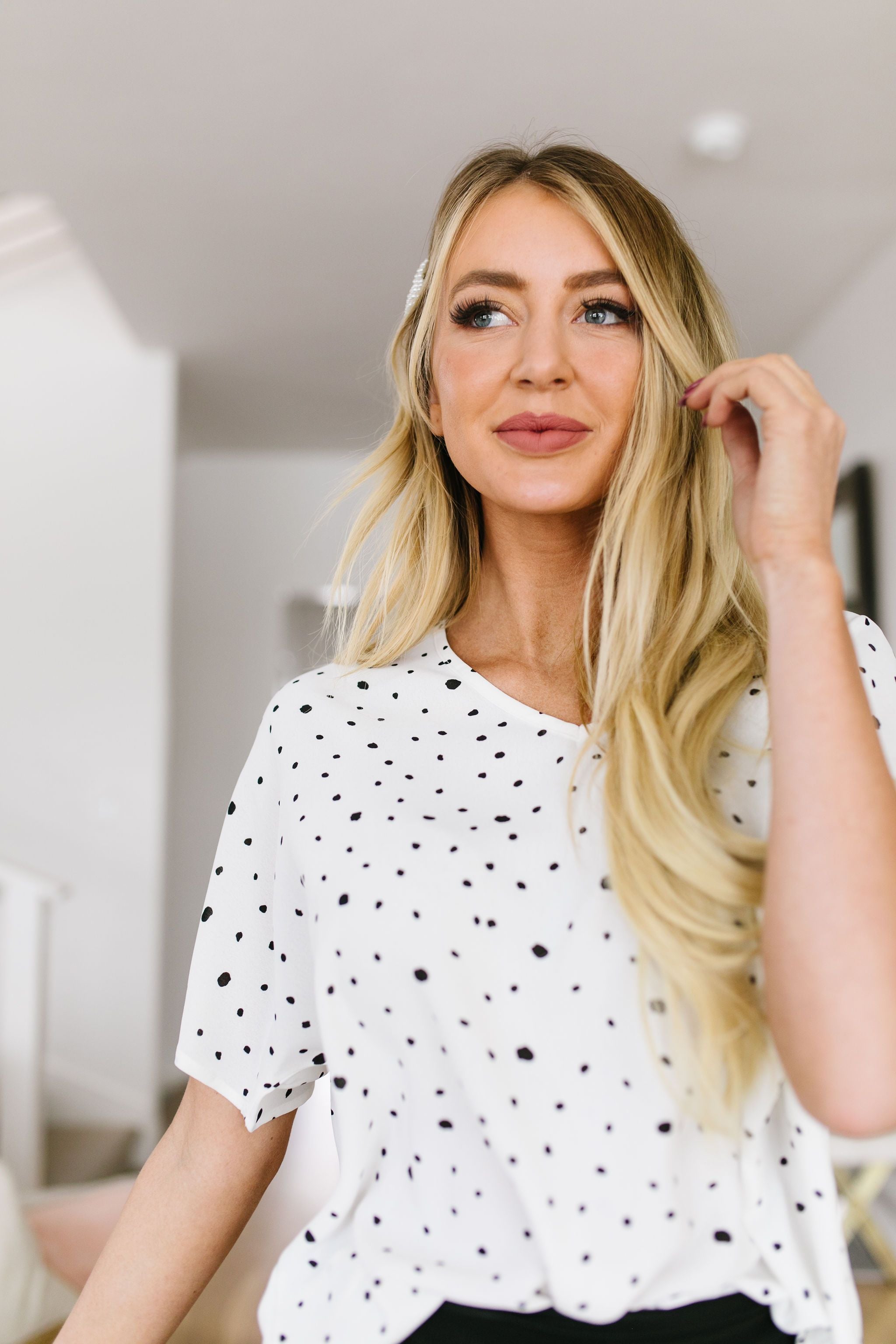 On The Dot Blouse In White