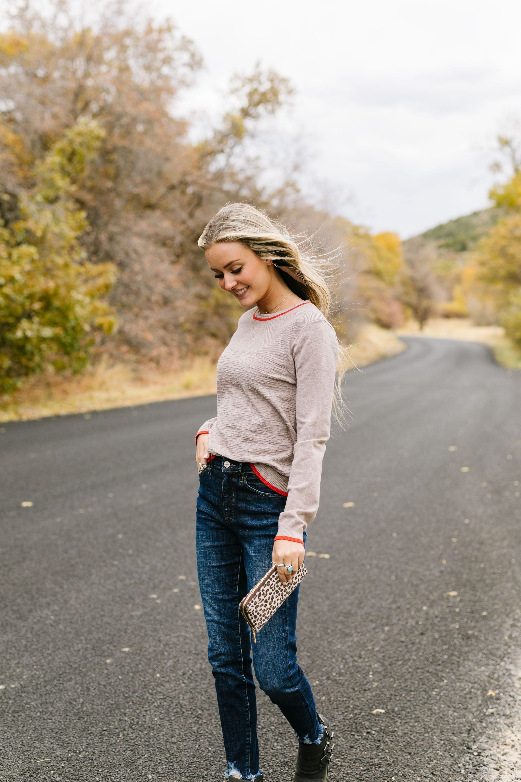 On The Edge Taupe Mocha Sweater