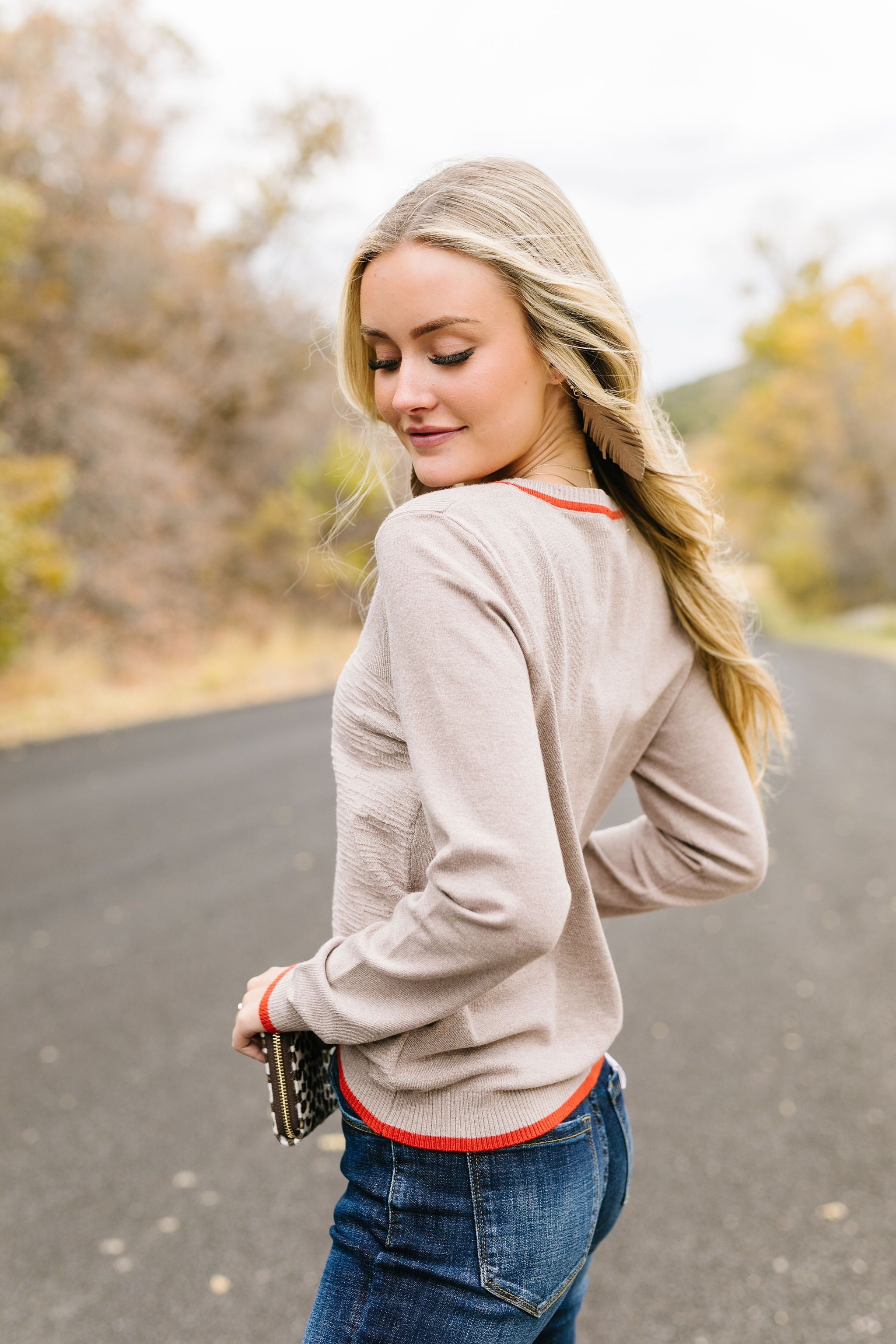 On The Edge Taupe Mocha Sweater