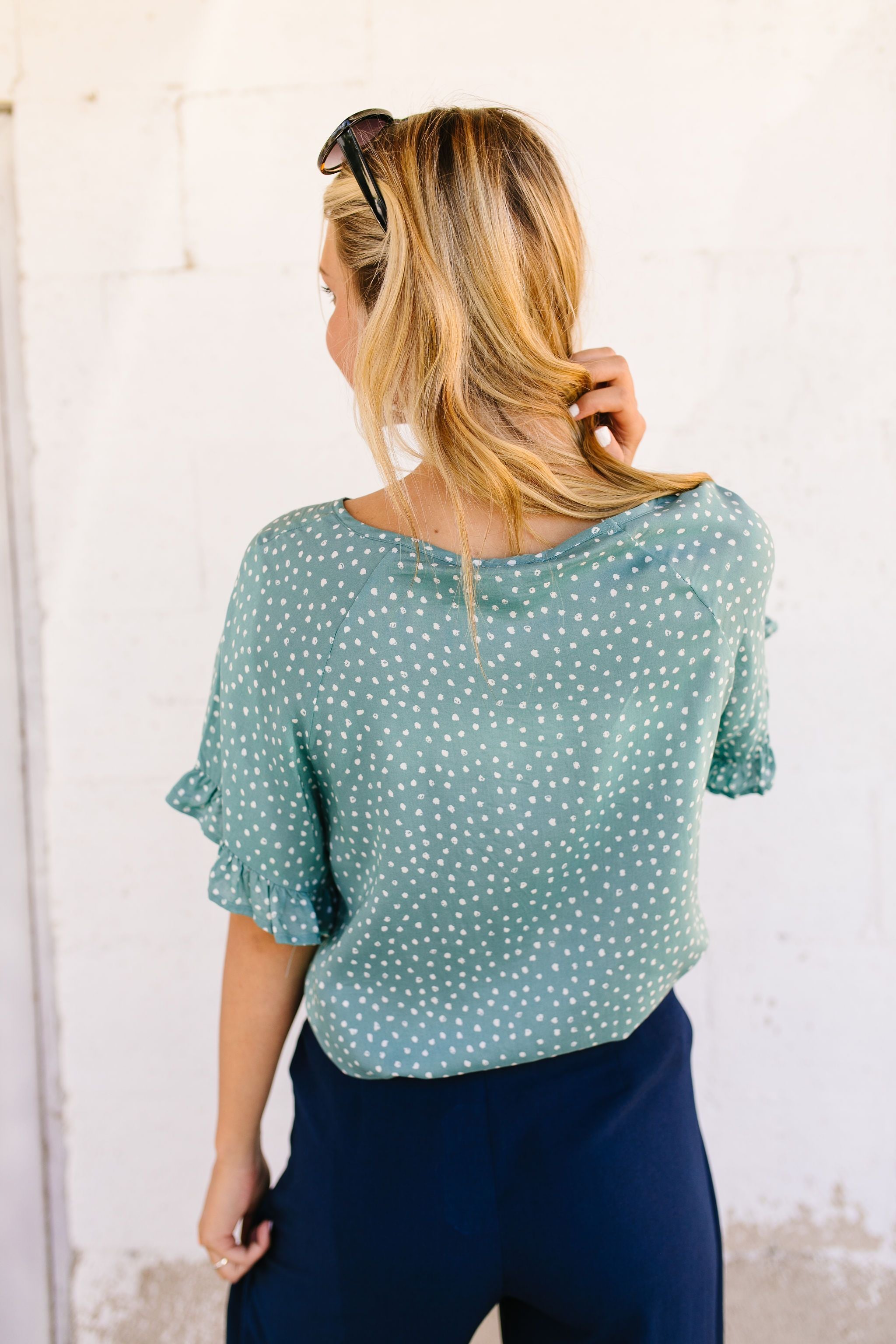 On The Spot Ruffled Sleeve Blouse