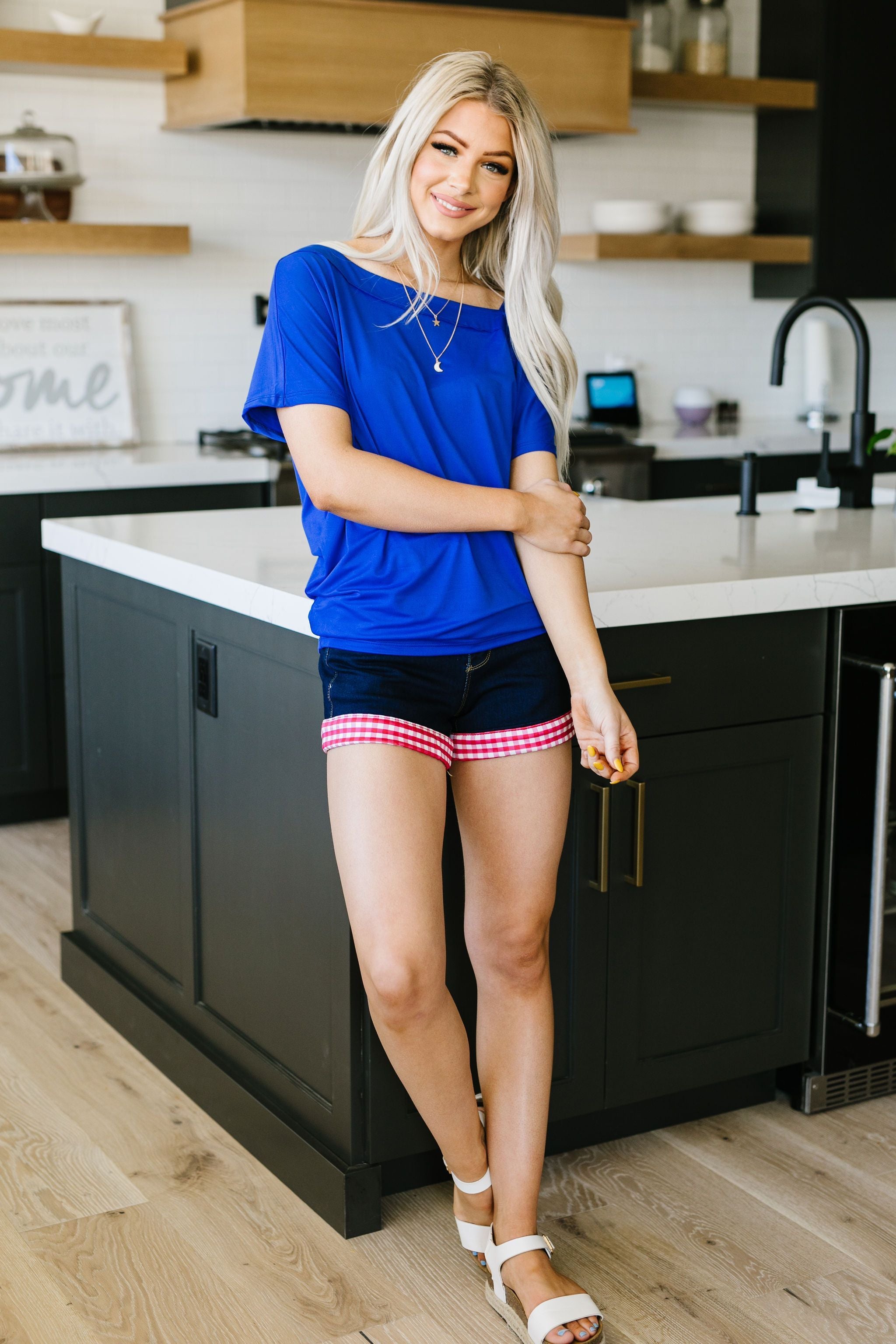 One Shoulder Bare Tunic In Blue