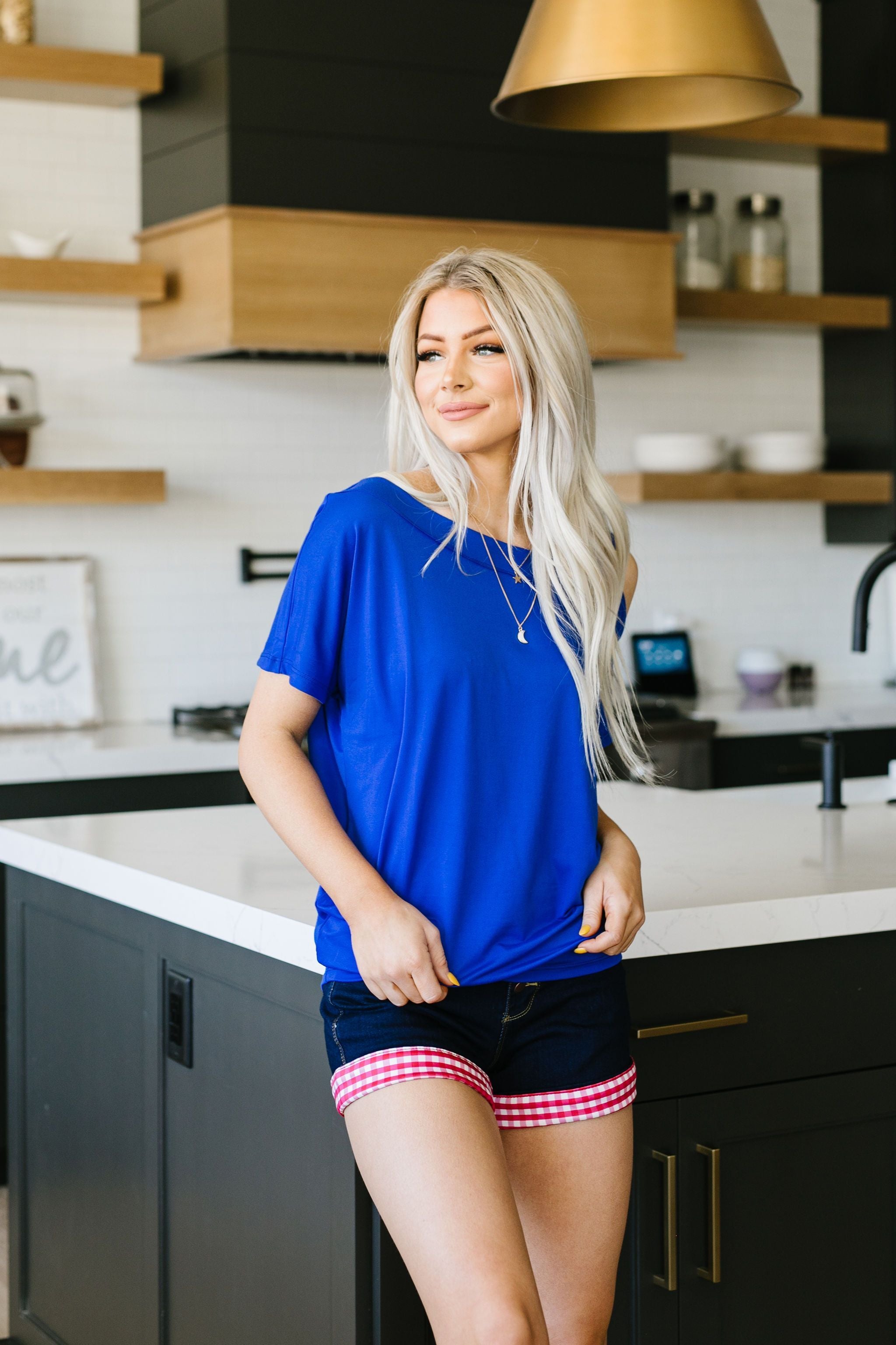 One Shoulder Bare Tunic In Blue