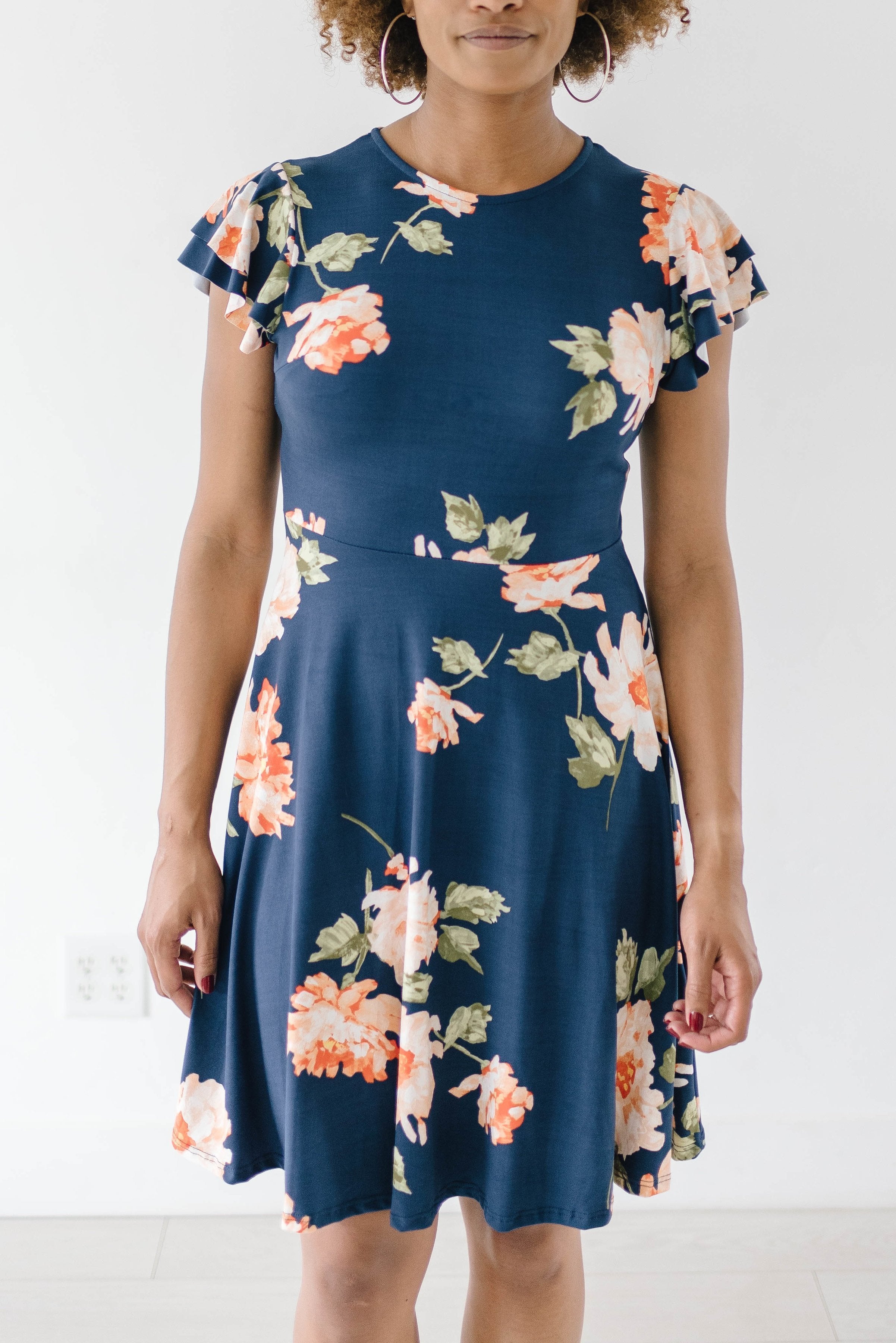 Orange Blossom Dress in Navy