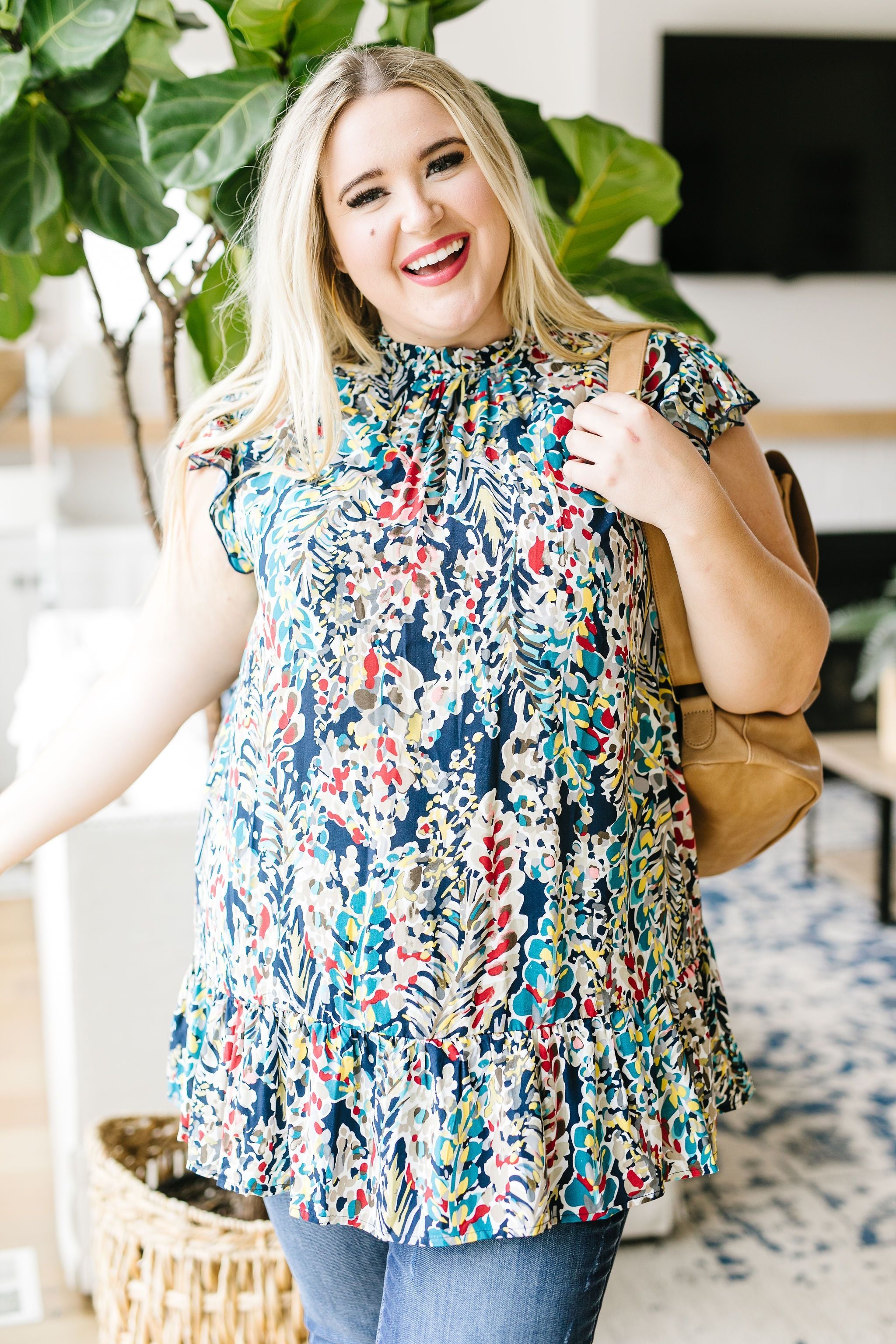 Overgrown Garden Blouse In Navy