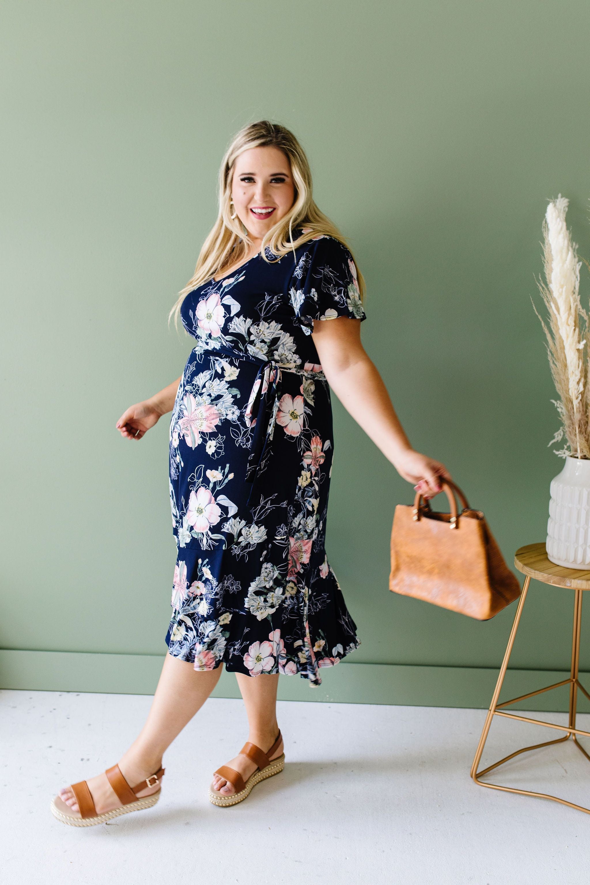 Pale Poppies Midi Dress