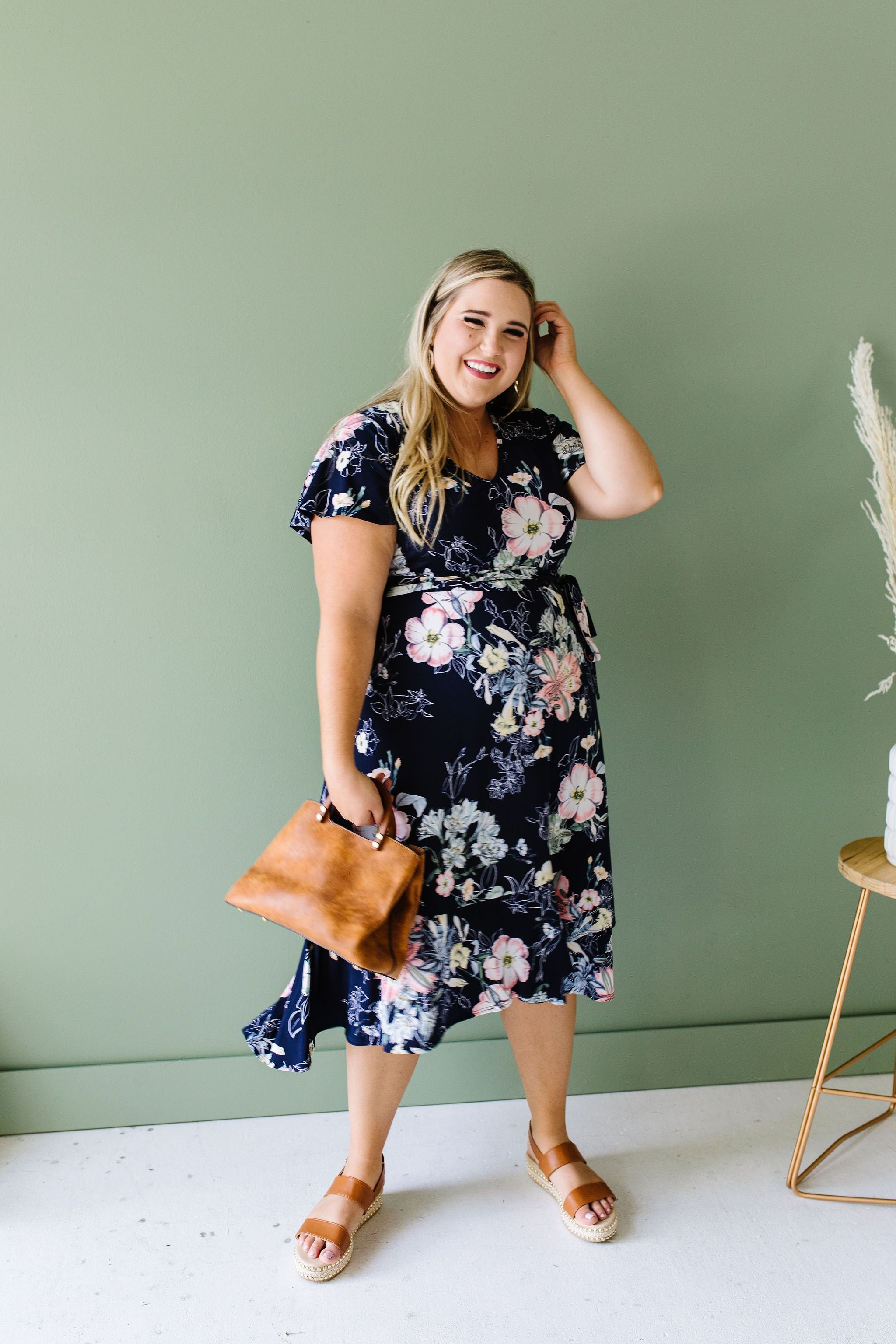 Pale Poppies Midi Dress