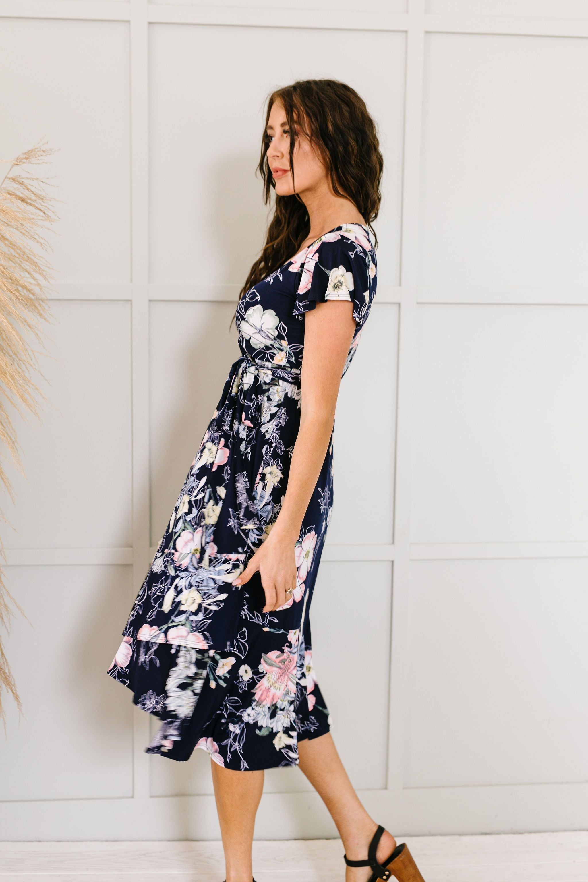 Pale Poppies Midi Dress