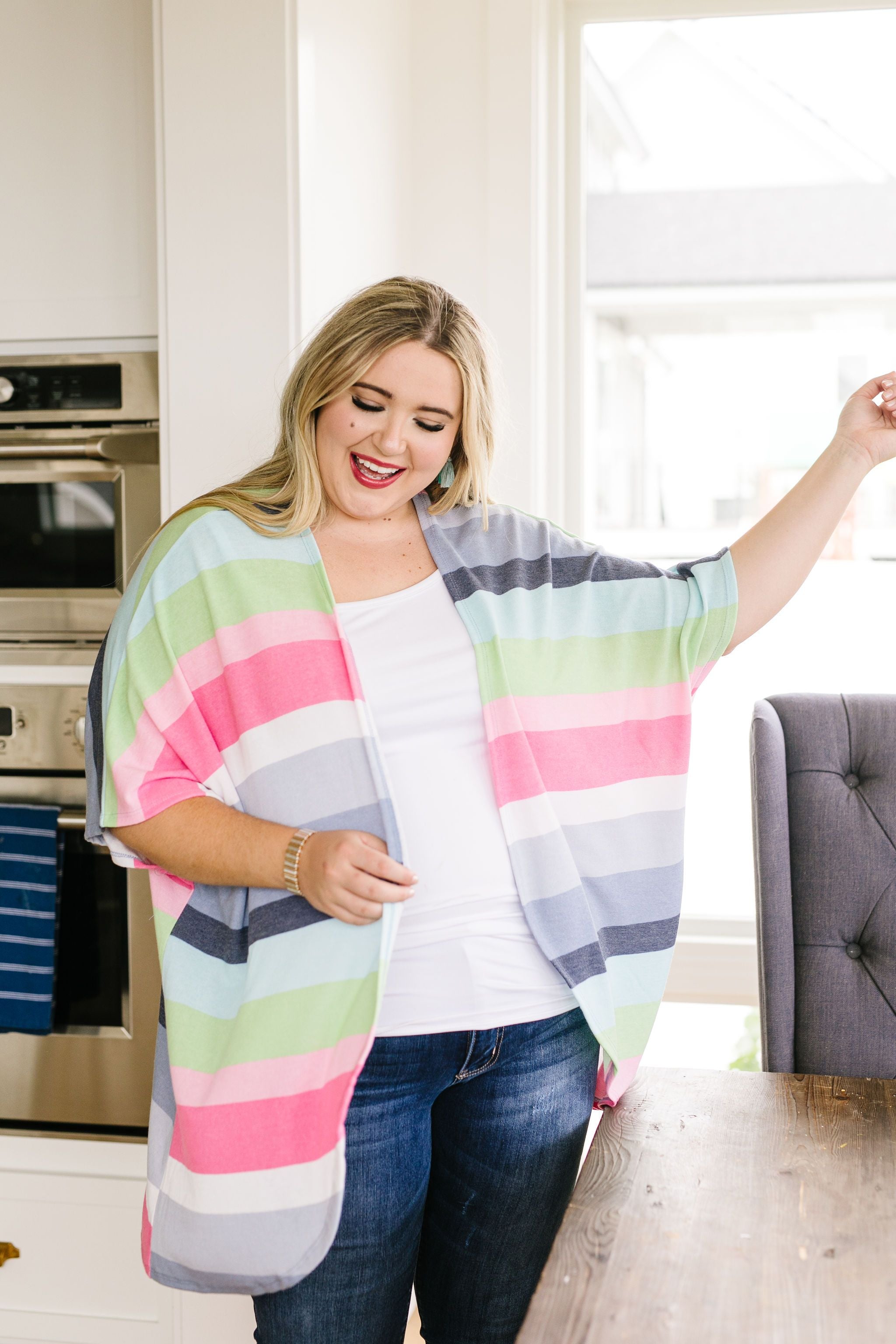 Pale Rainbow Knit Kimono