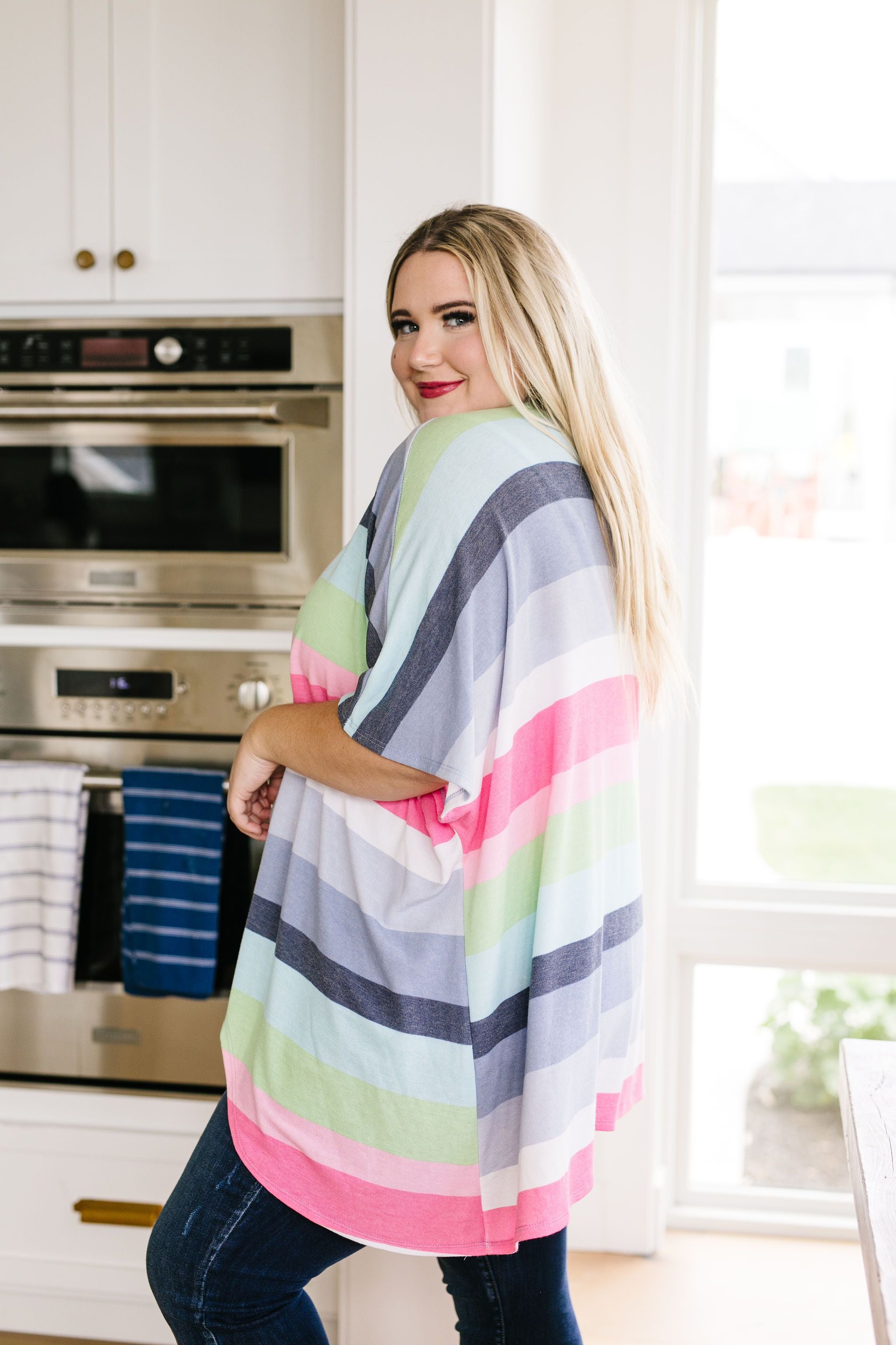 Pale Rainbow Knit Kimono