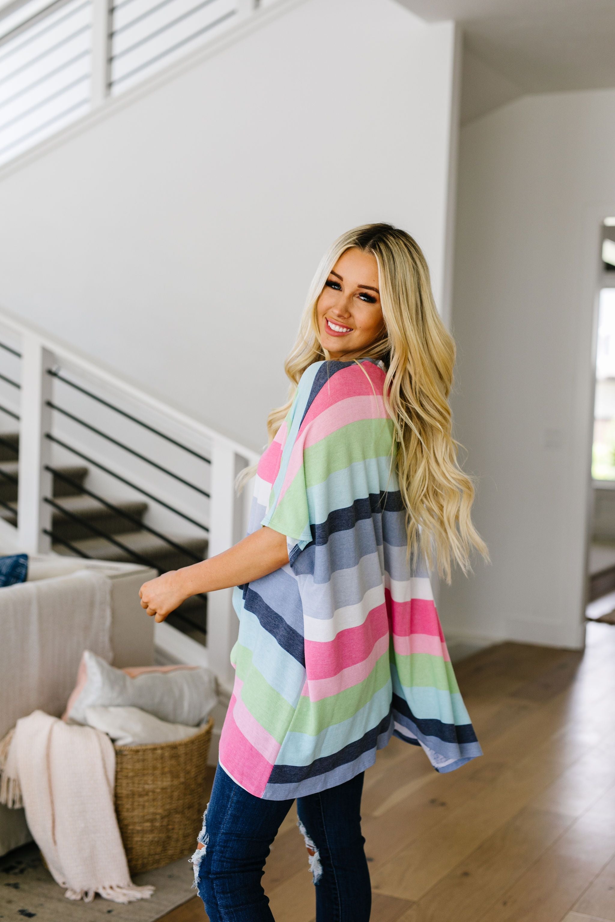 Pale Rainbow Knit Kimono