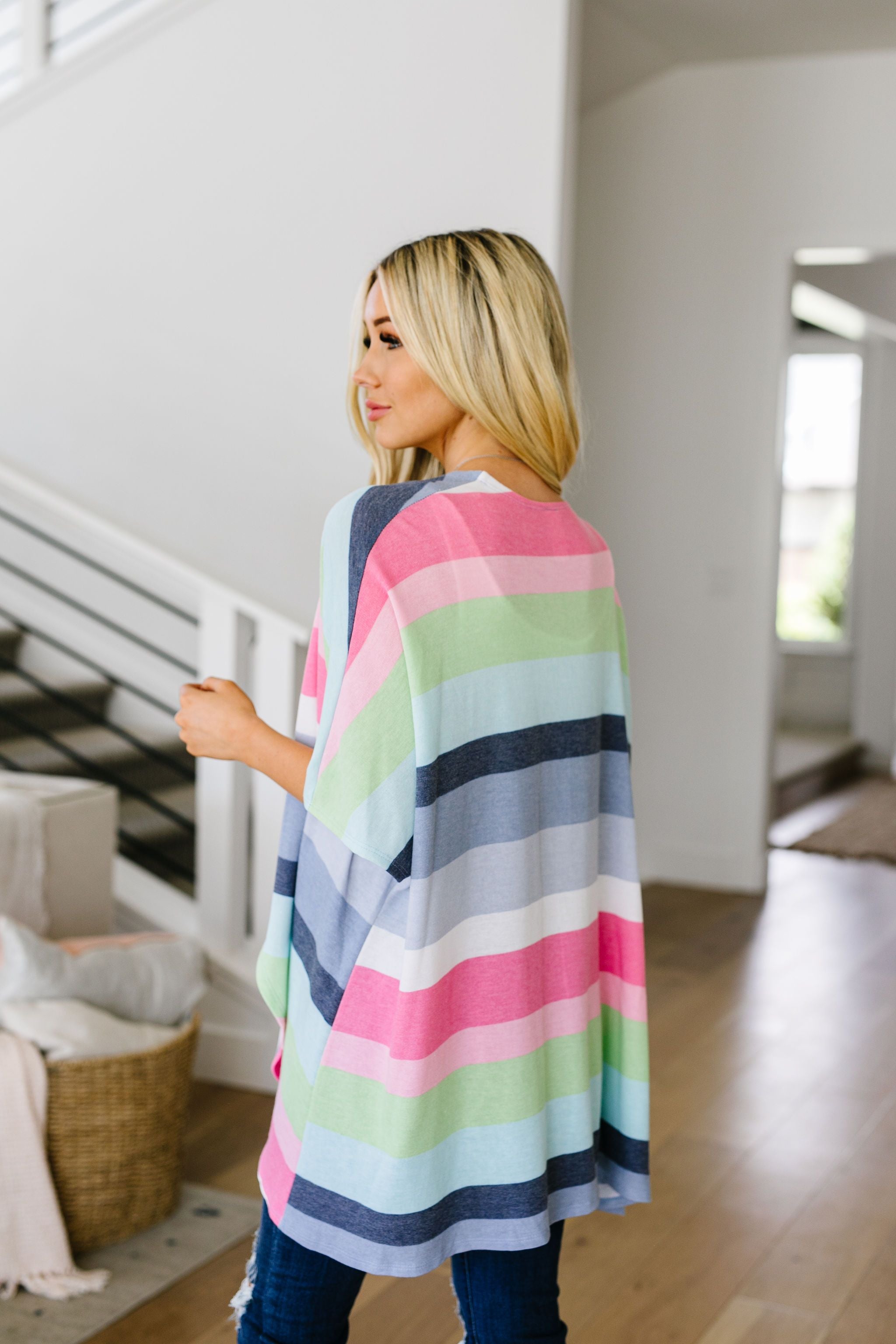 Pale Rainbow Knit Kimono