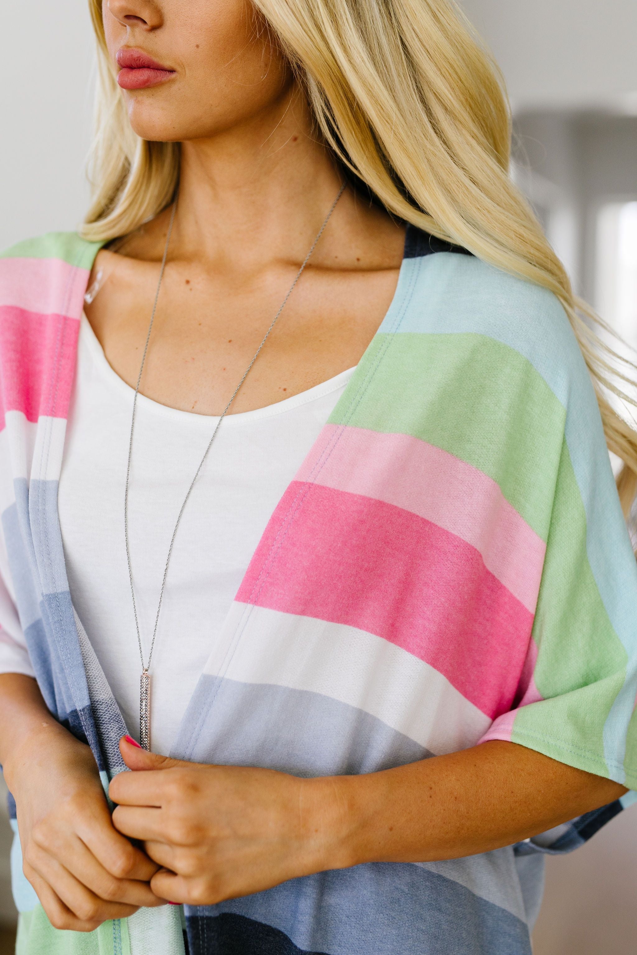 Pale Rainbow Knit Kimono