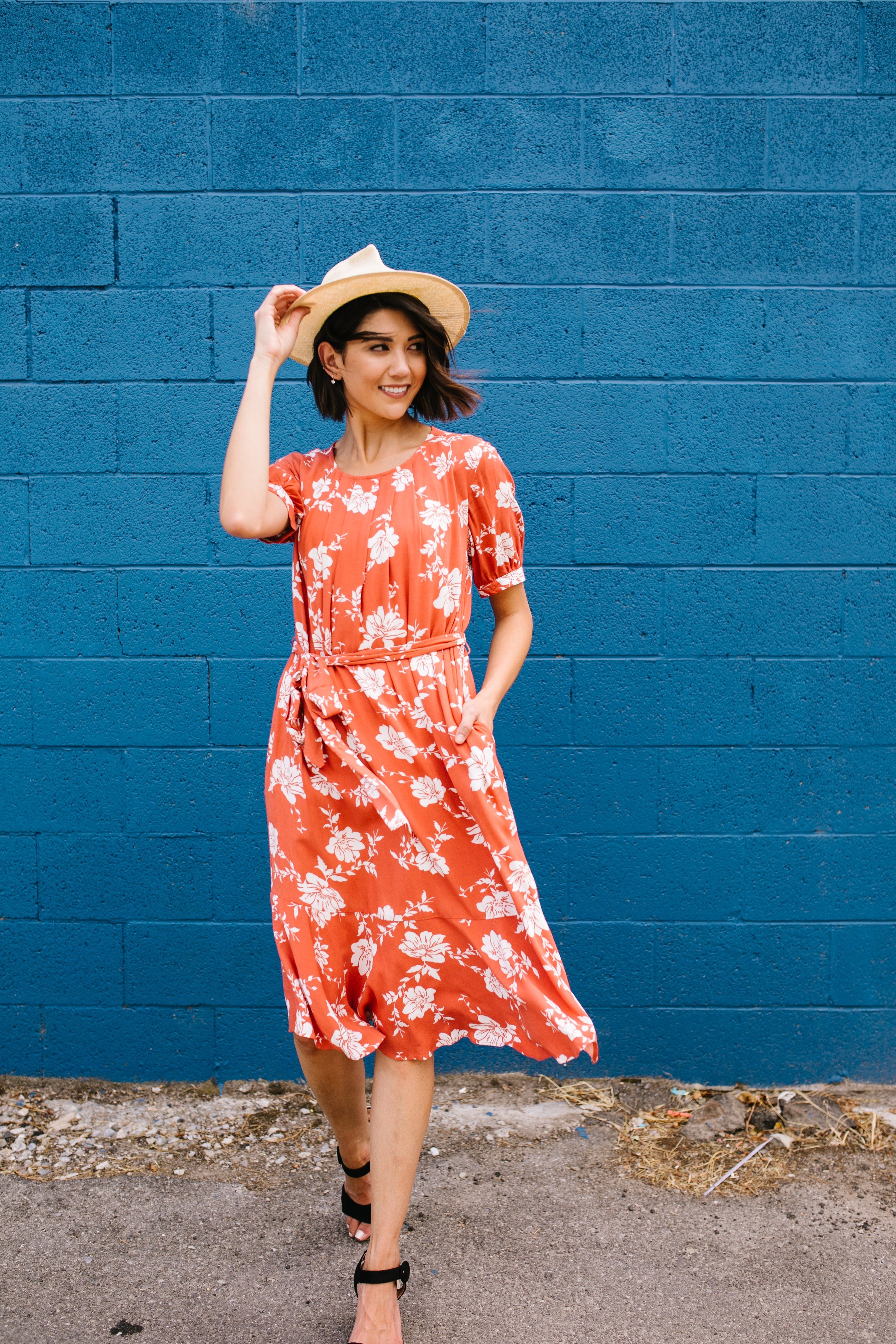 Passion Flower Persimmon Dress