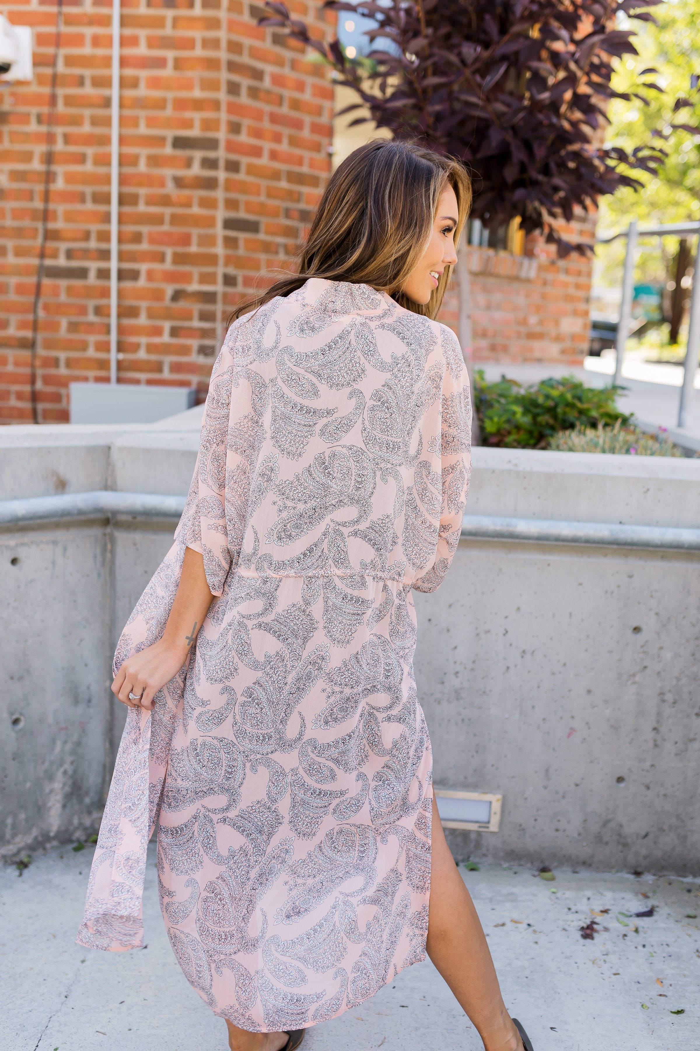 Peach Paisley Kimono