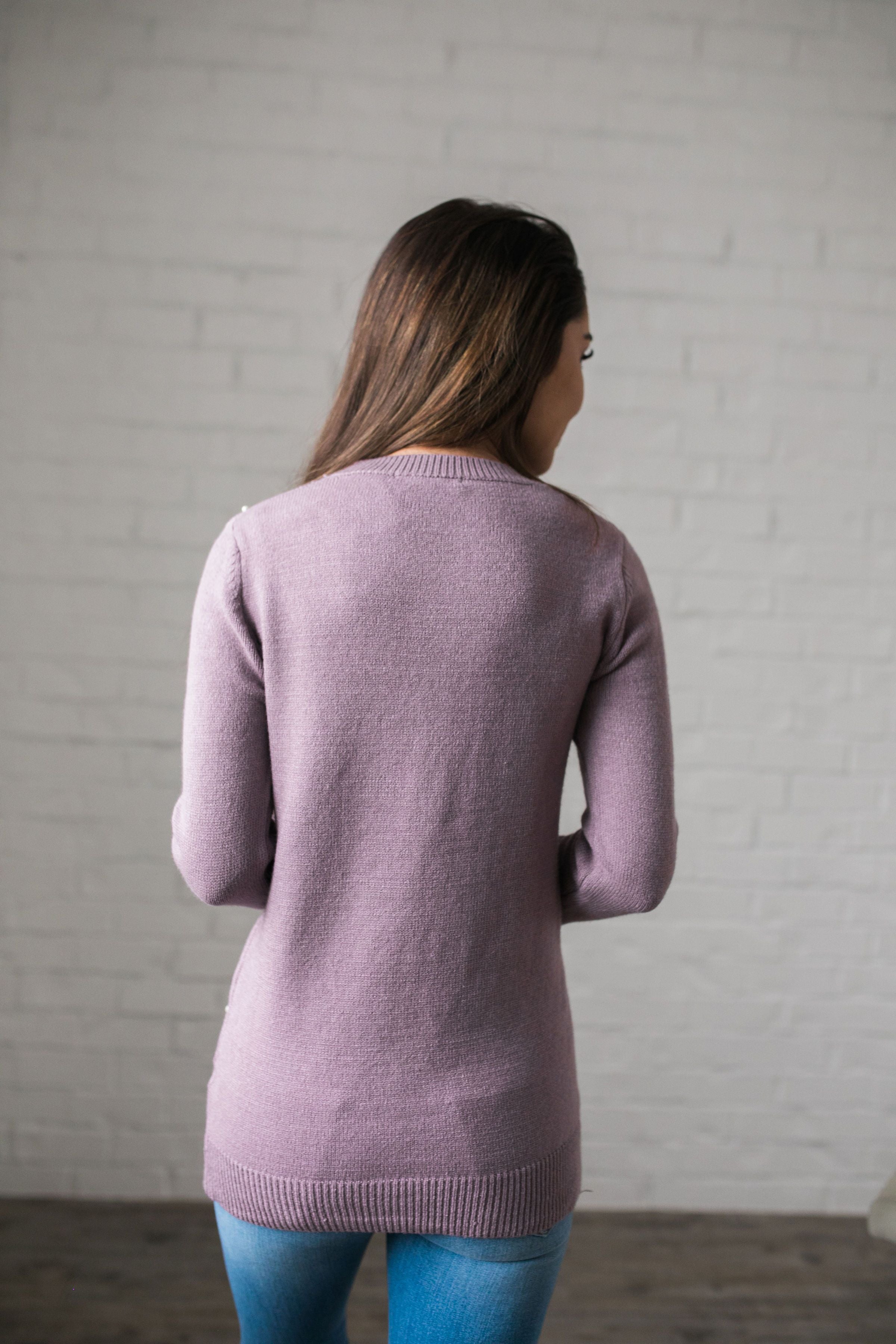 Pearl Among Sweaters In Dusty Lavender - ALL SALES FINAL