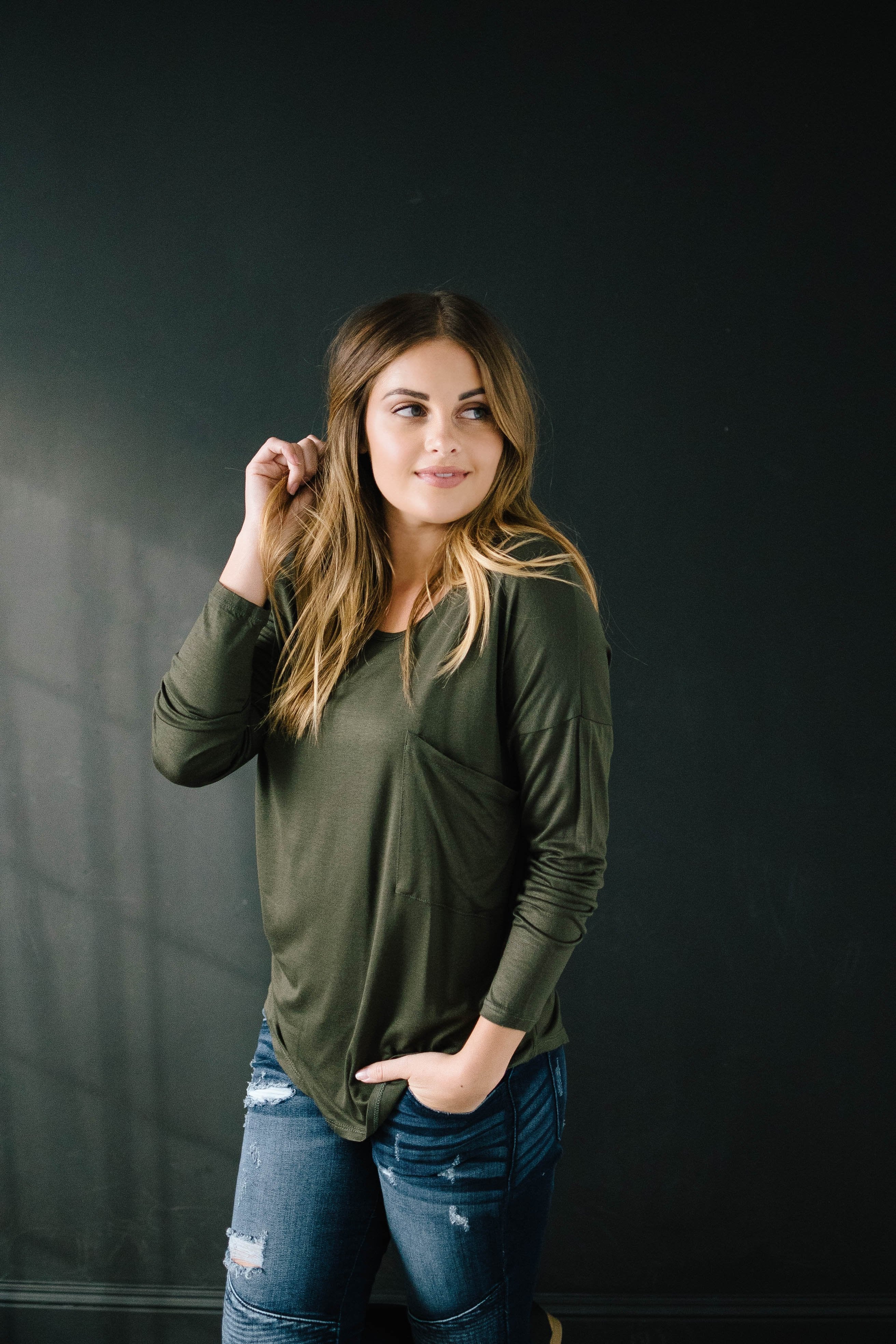 Penny Pocket Top in Olive