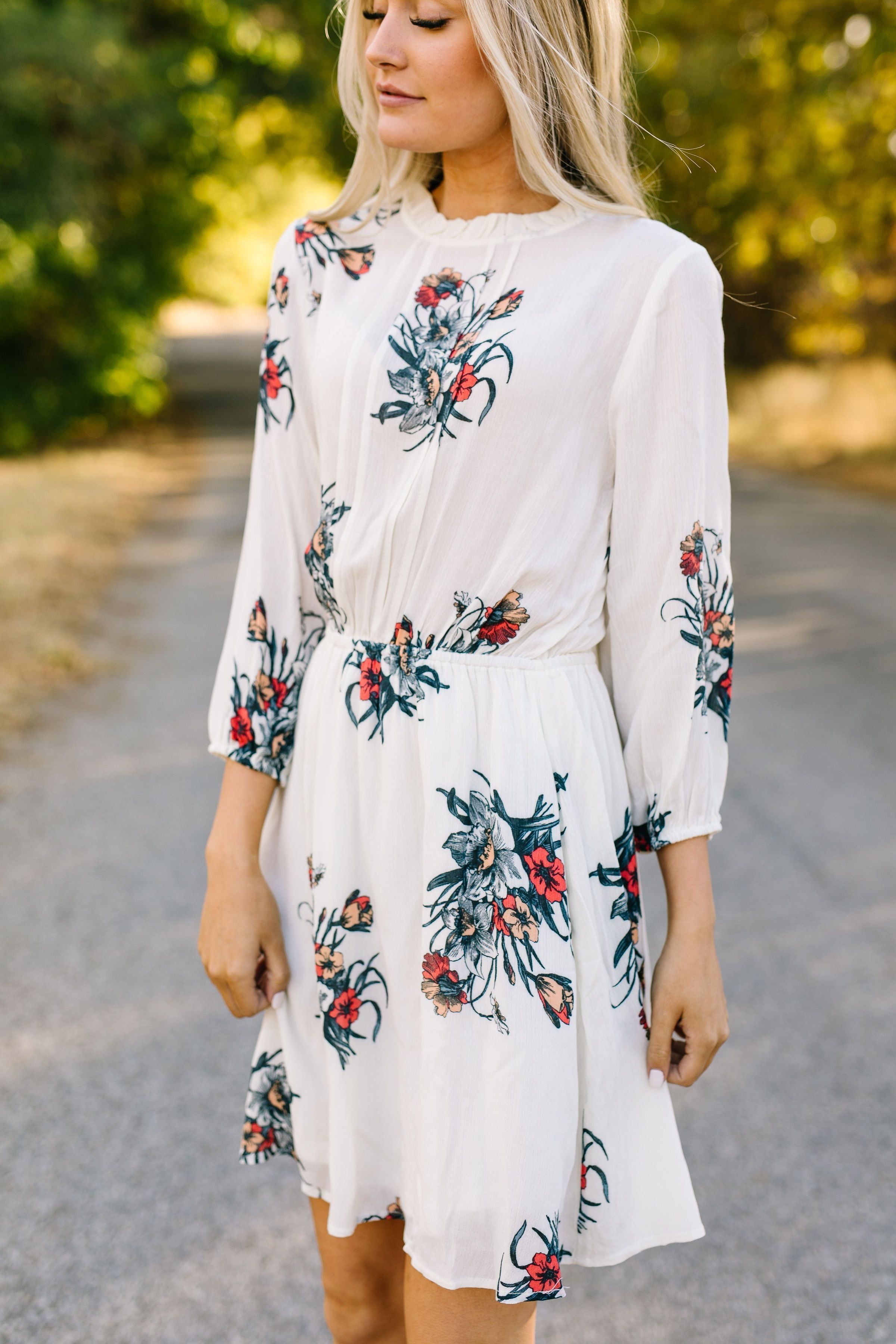 Picture Perfect Pleated Midi Dress In Winter White - ALL SALES FINAL