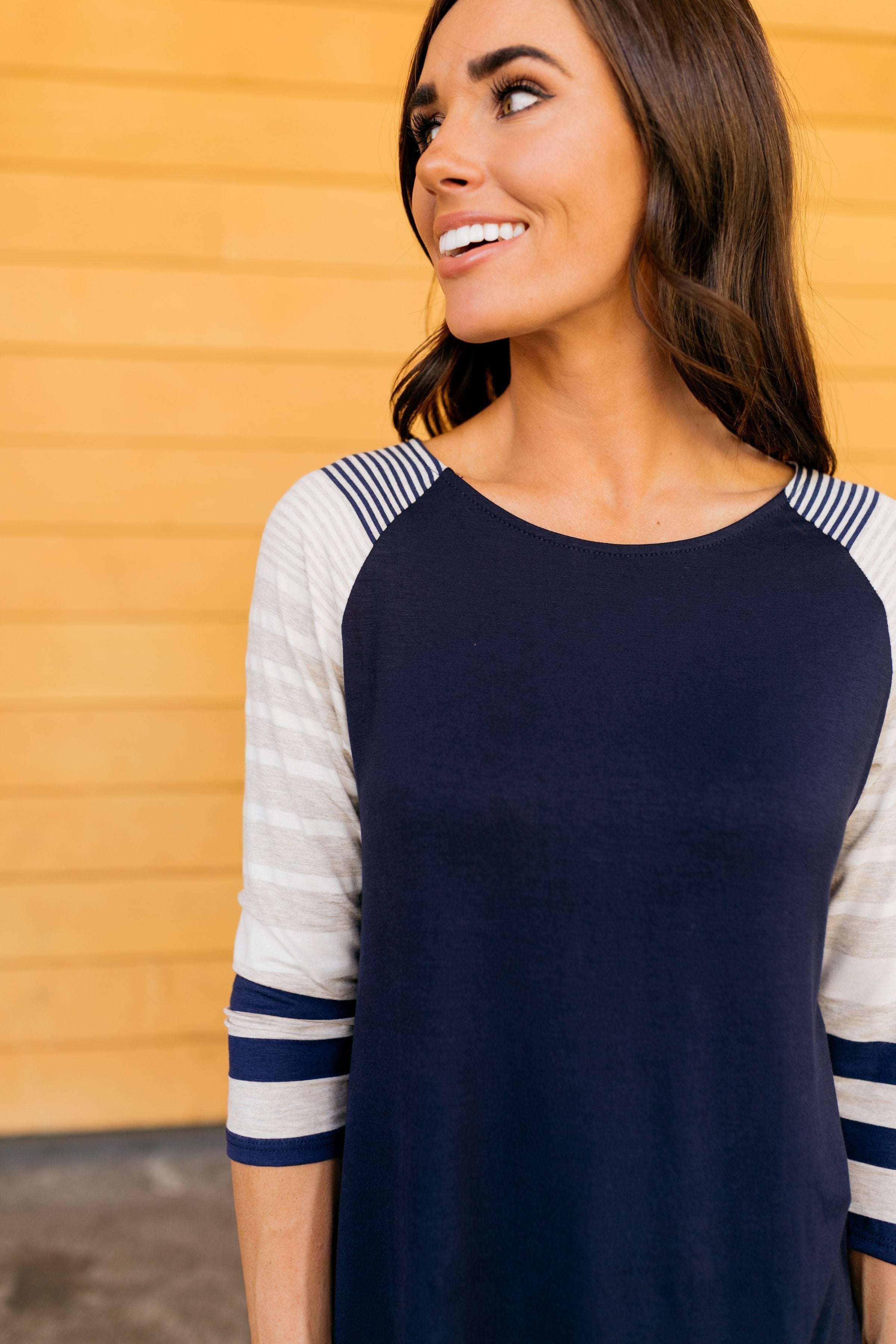 Play It Again Raglan Tee In Navy