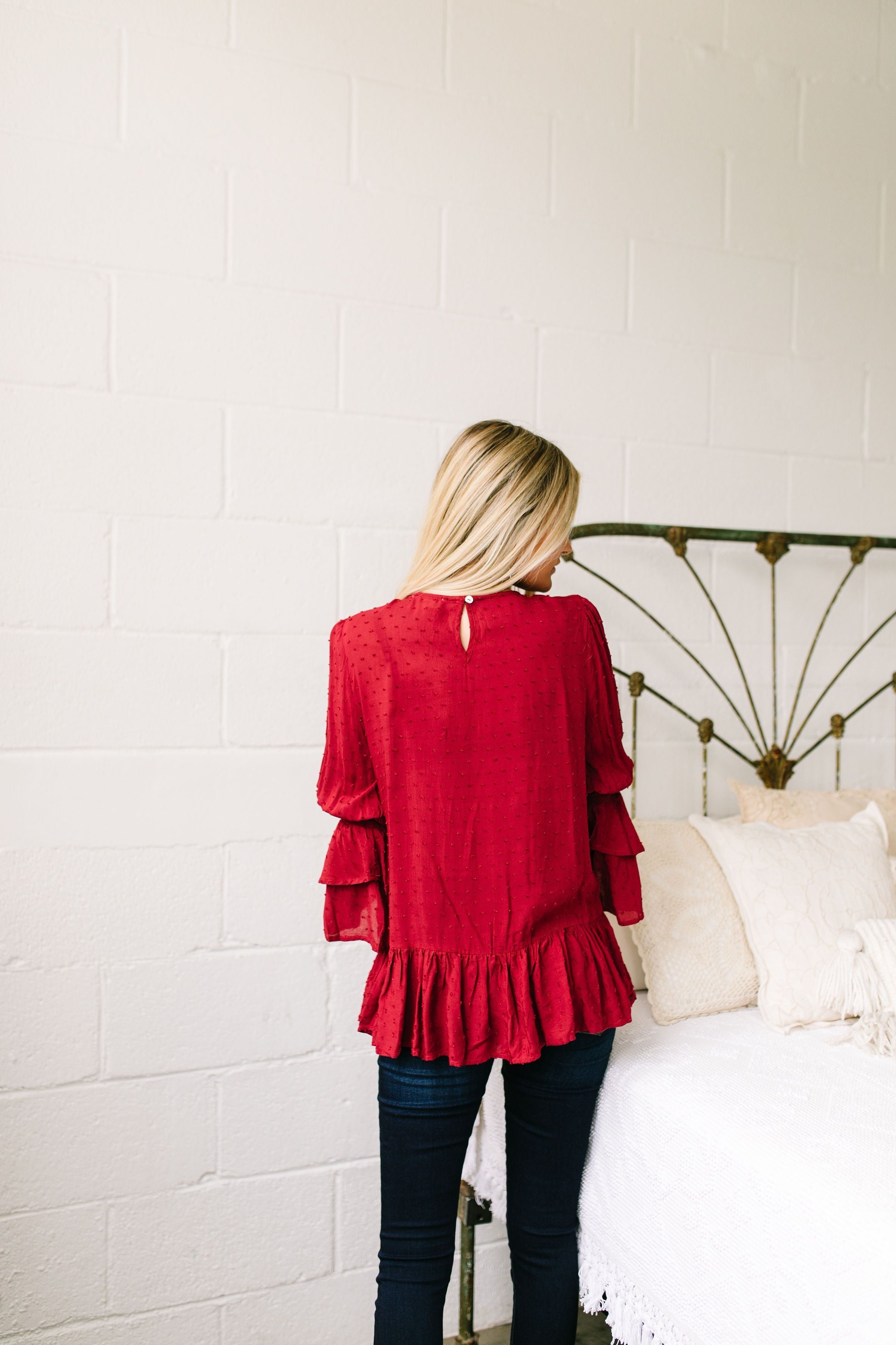 Play It Again Samantha Lace Top In Red - ALL SALES FINAL