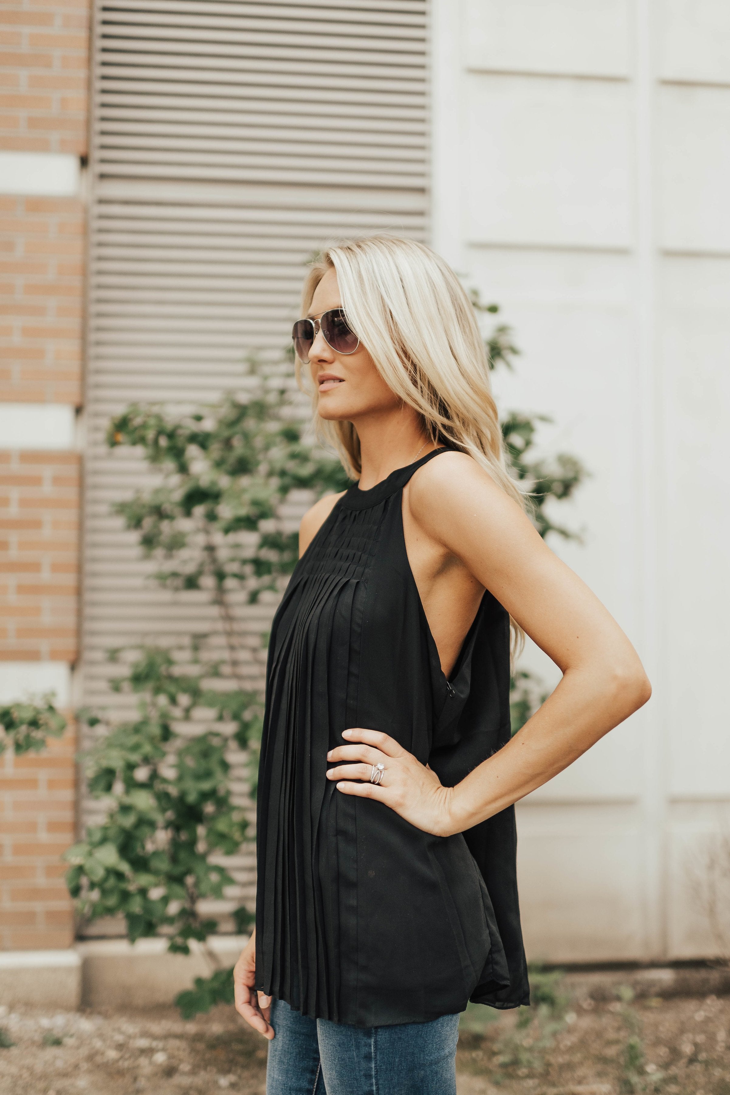 Pleated Halter In Black