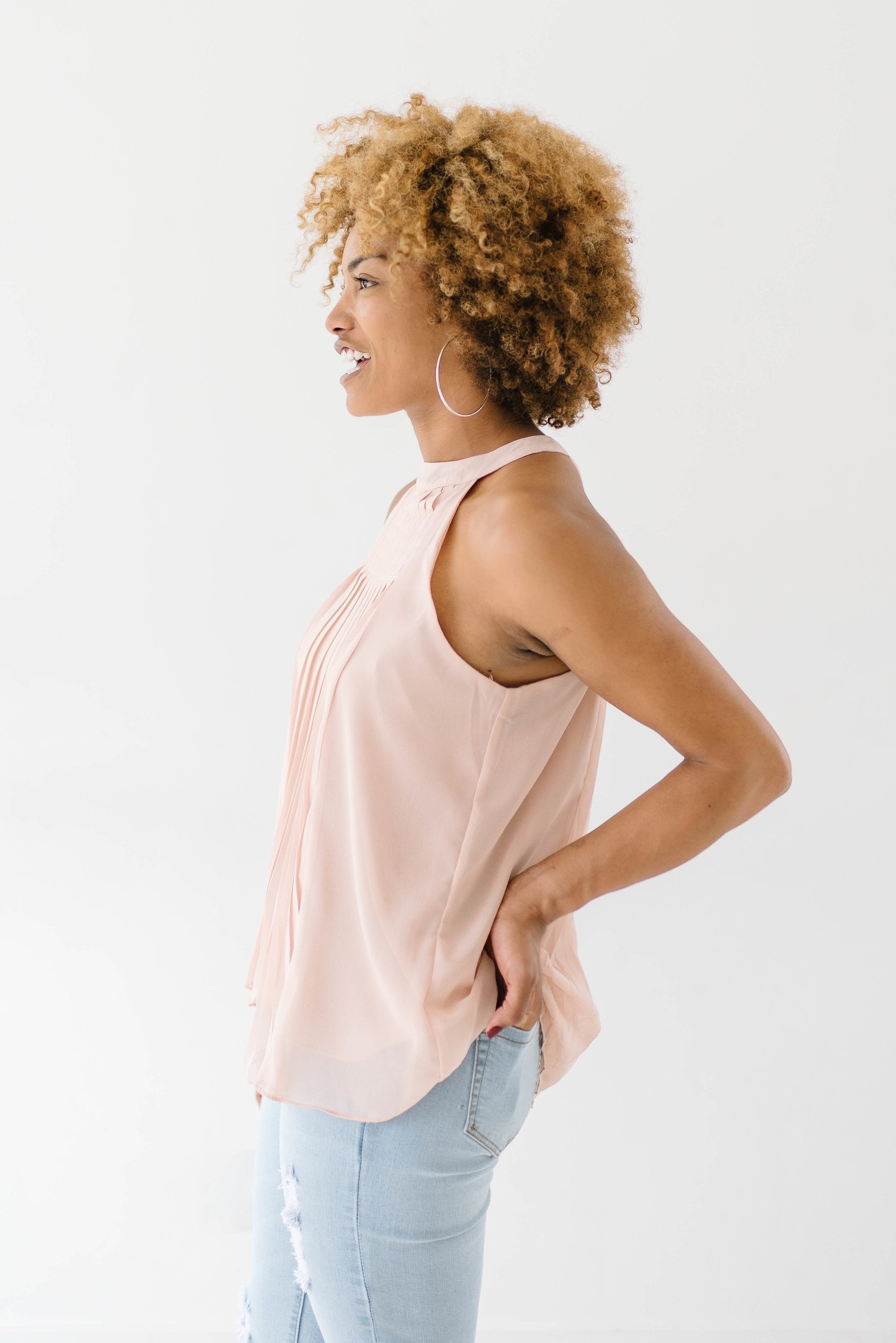 Pleated Halter In Blush