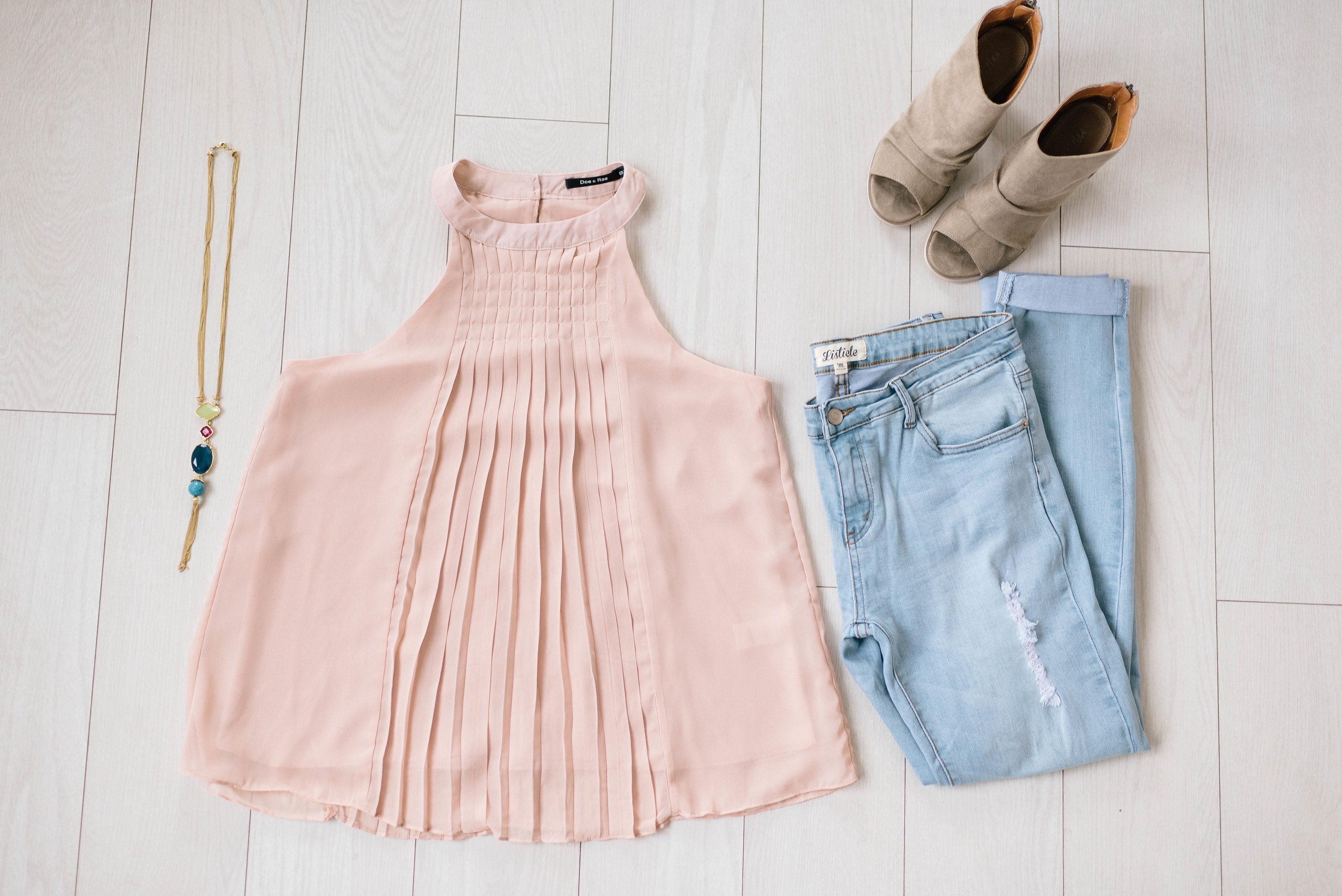 Pleated Halter In Blush