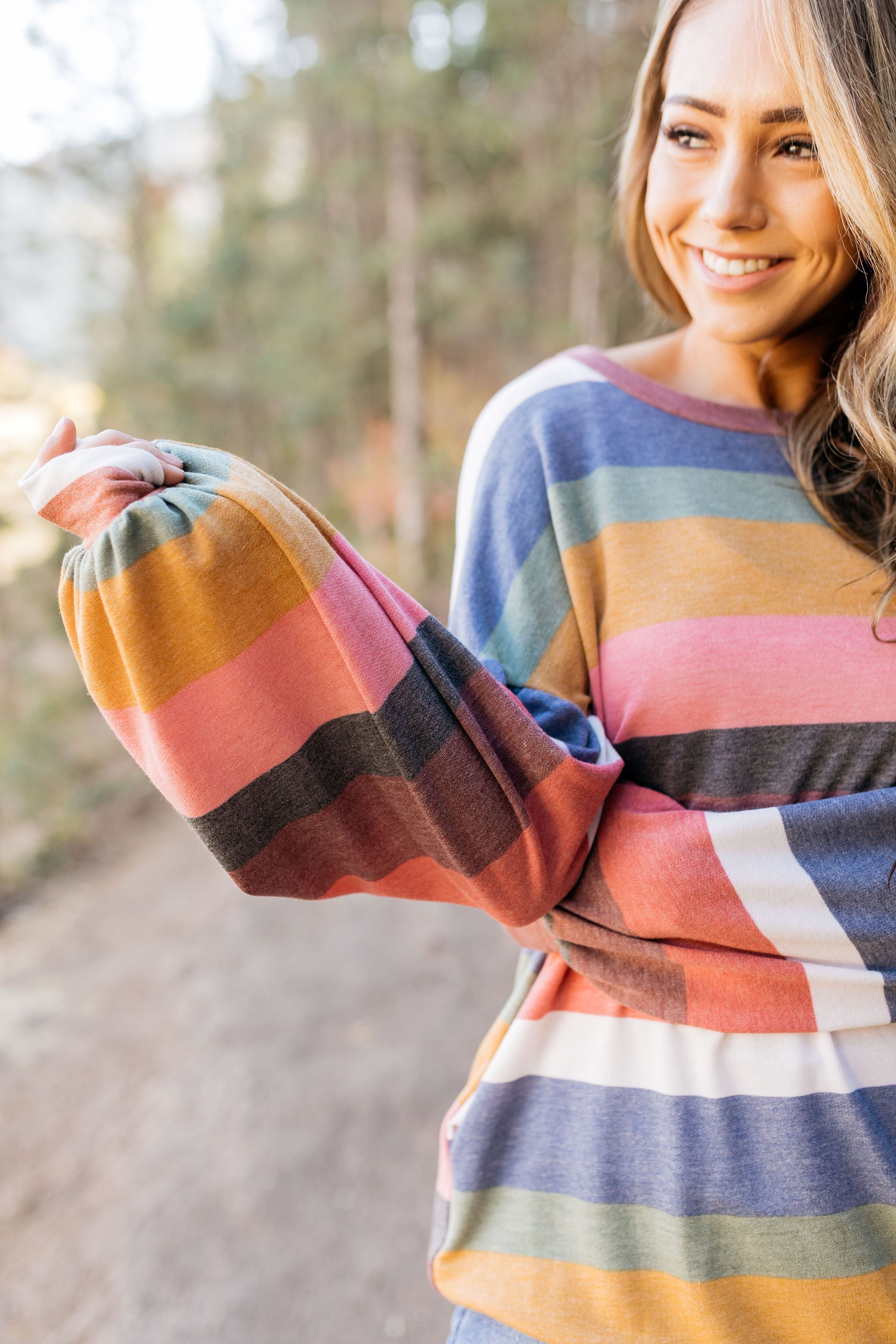 Pockets And Puffs Soft Striped Top