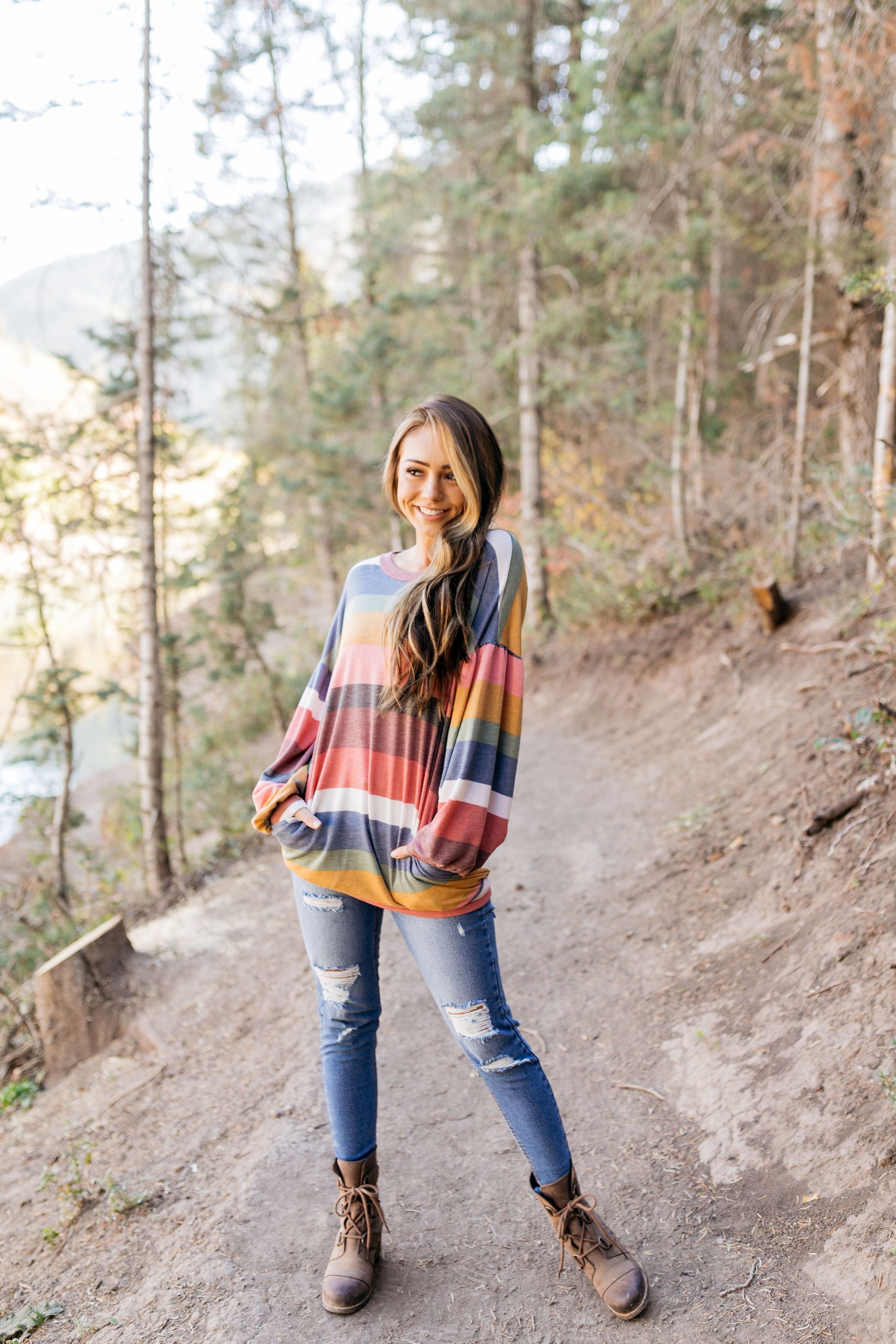 Pockets And Puffs Soft Striped Top