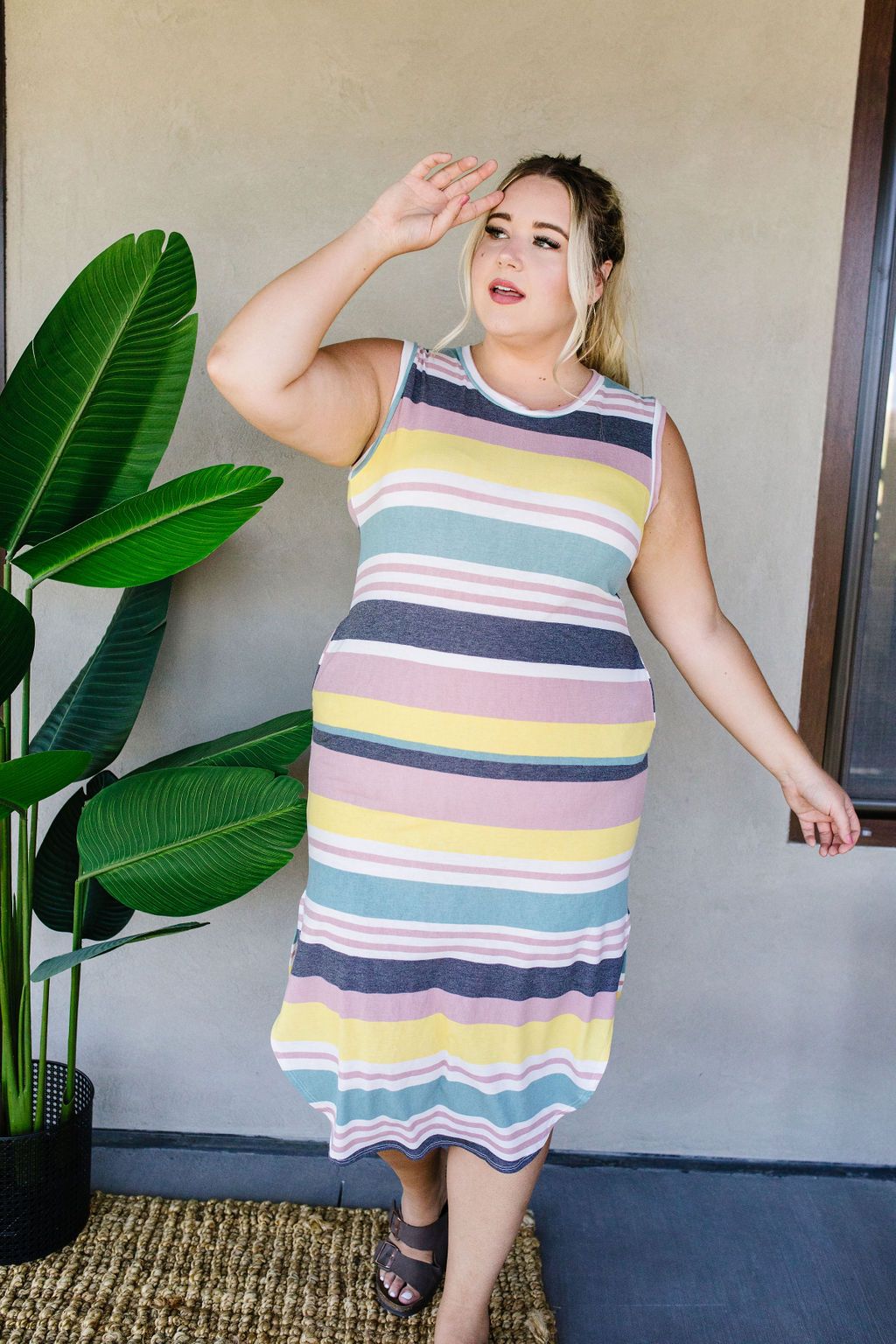 Pool Party Striped Midi Dress