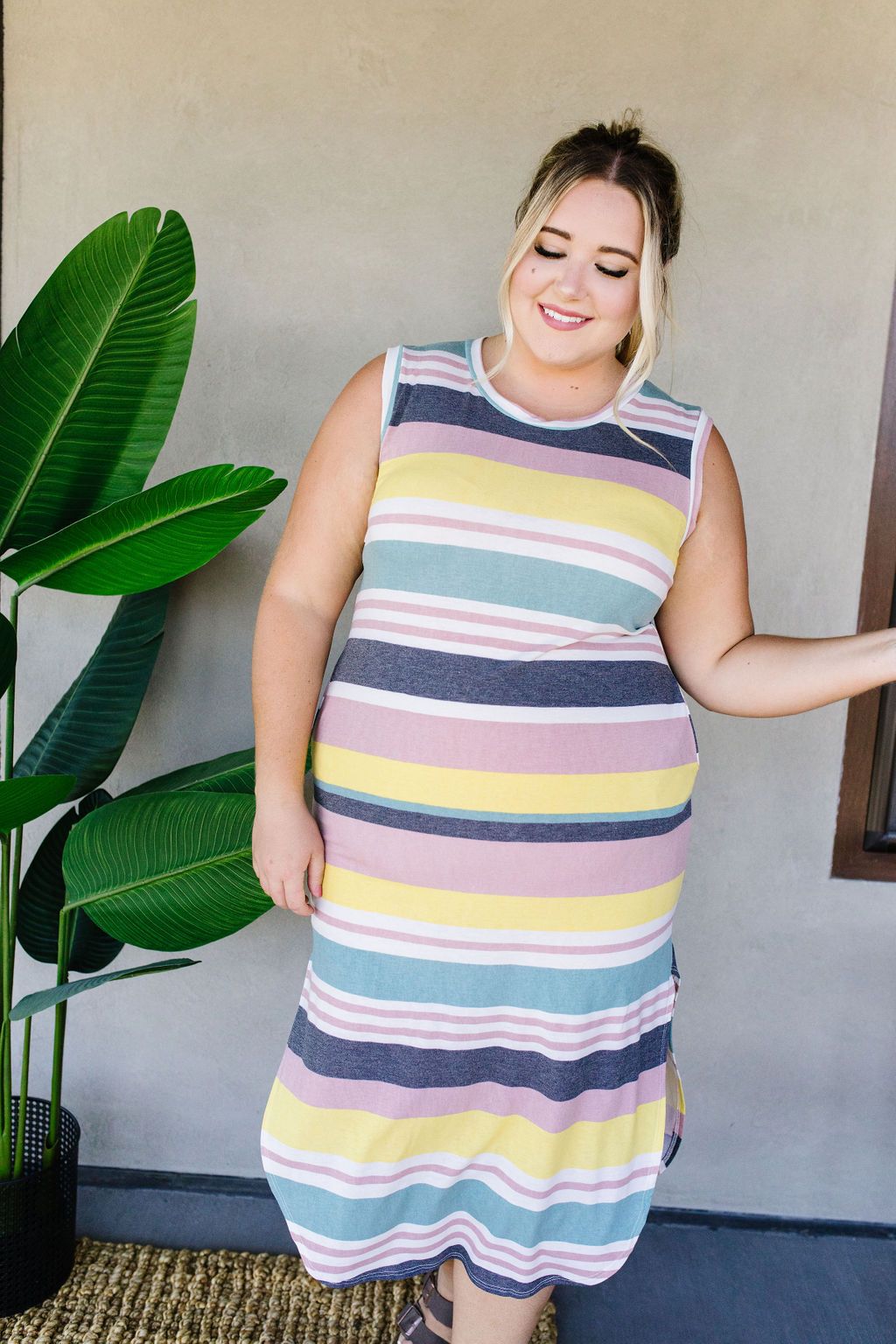 Pool Party Striped Midi Dress