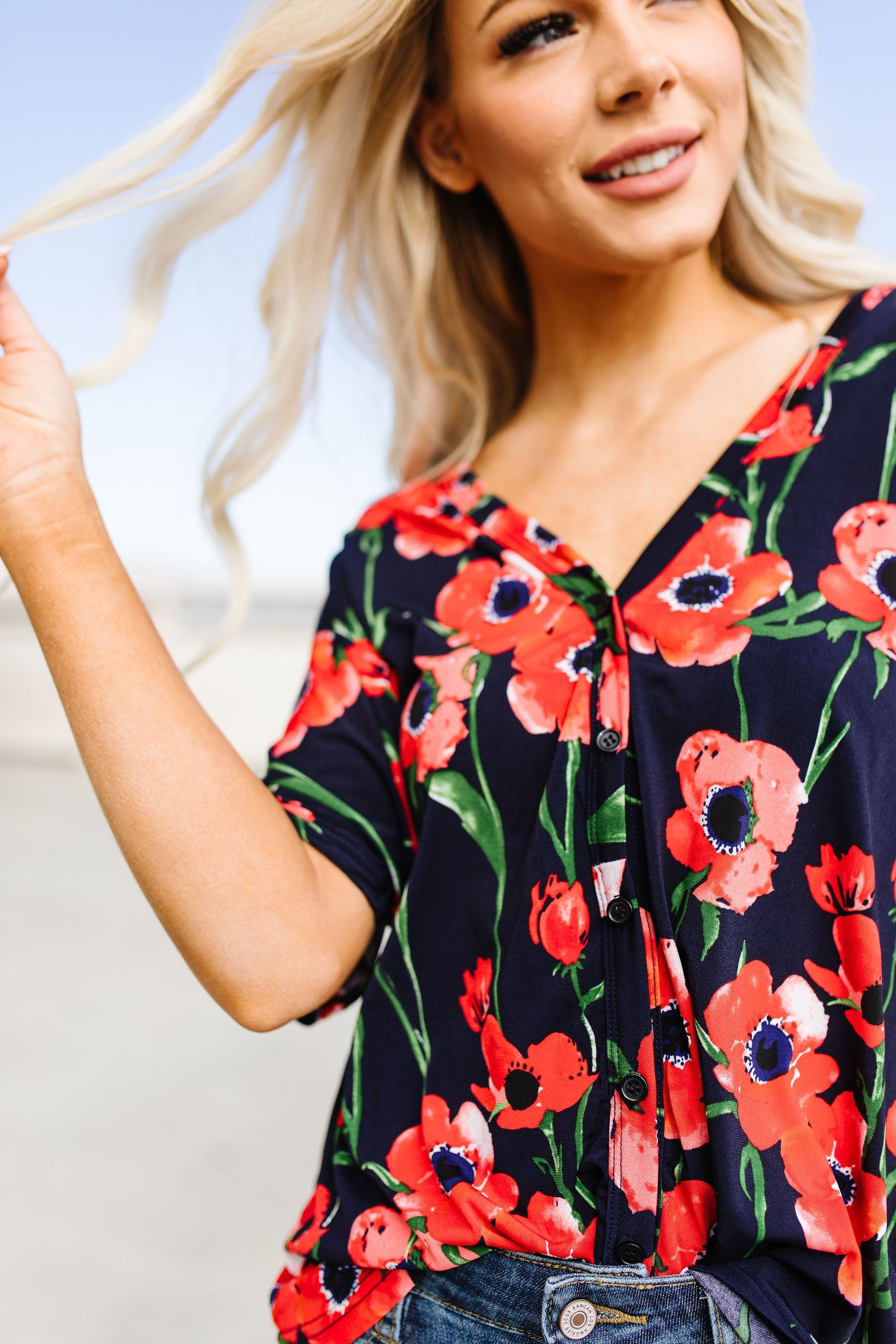 Poppies At Midnight Blouse