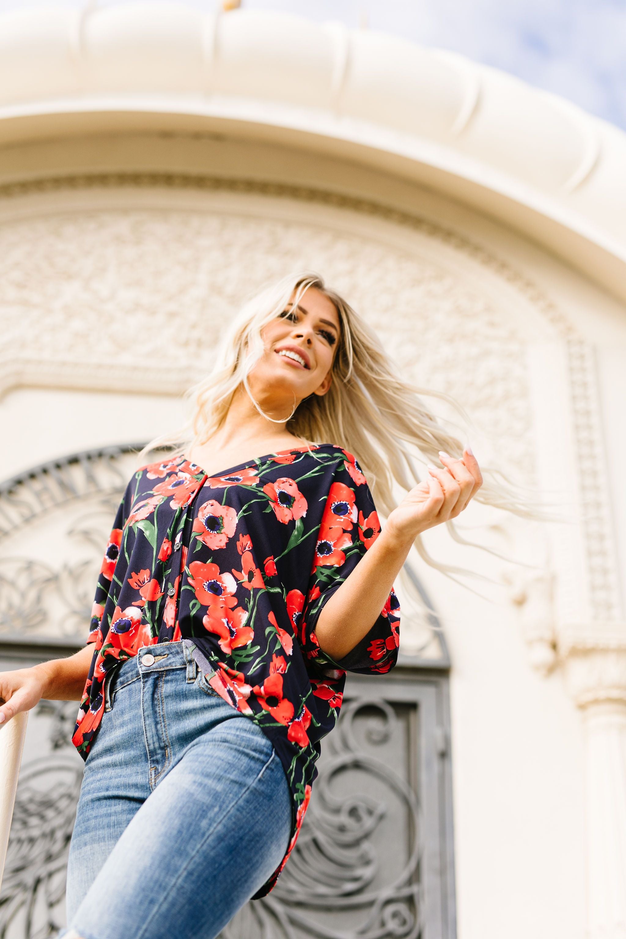 Poppies At Midnight Blouse