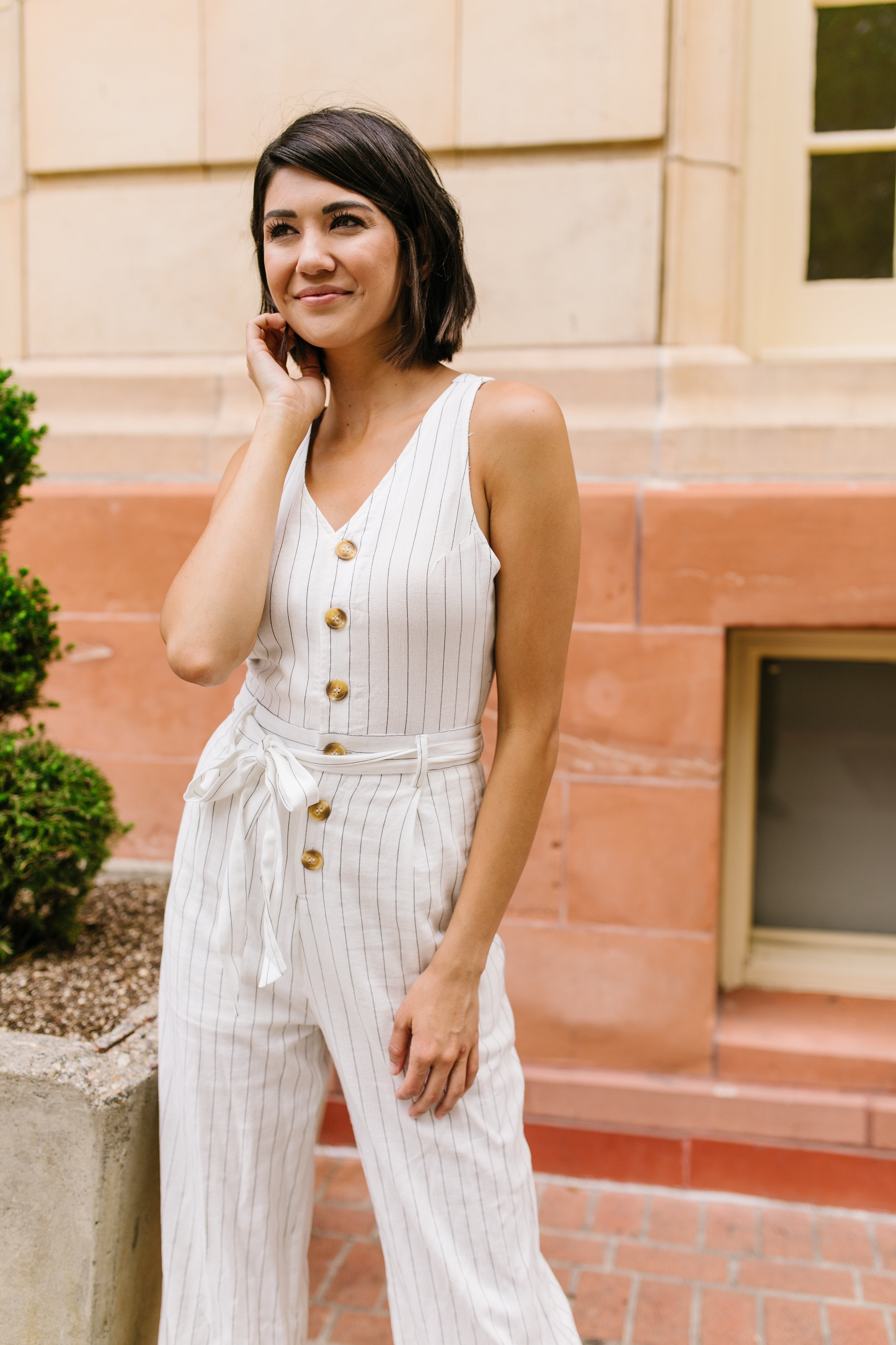 Preppy Pinstriped Jumpsuit