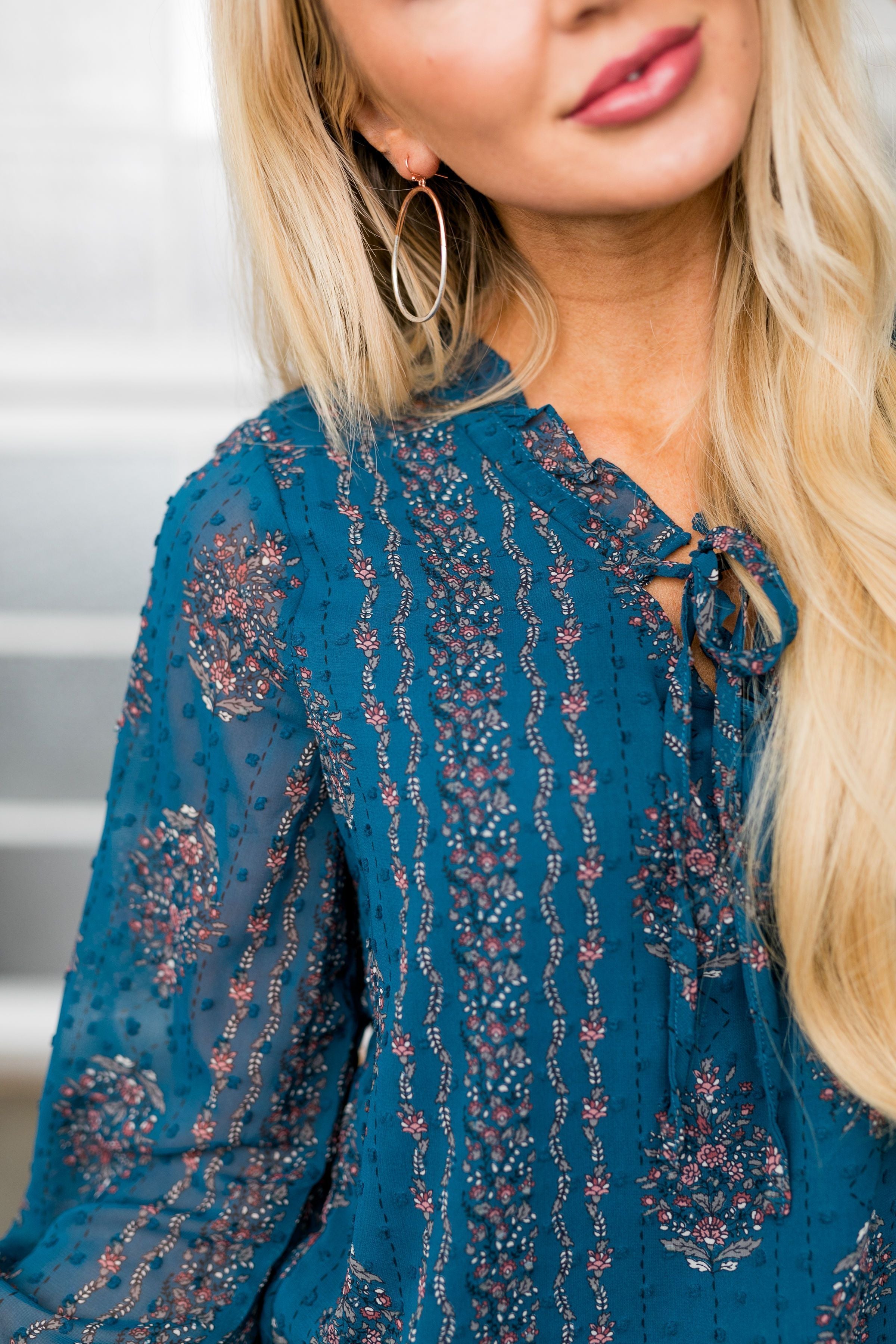 Pretty As A Peacock Chiffon Blouse - ALL SALES FINAL